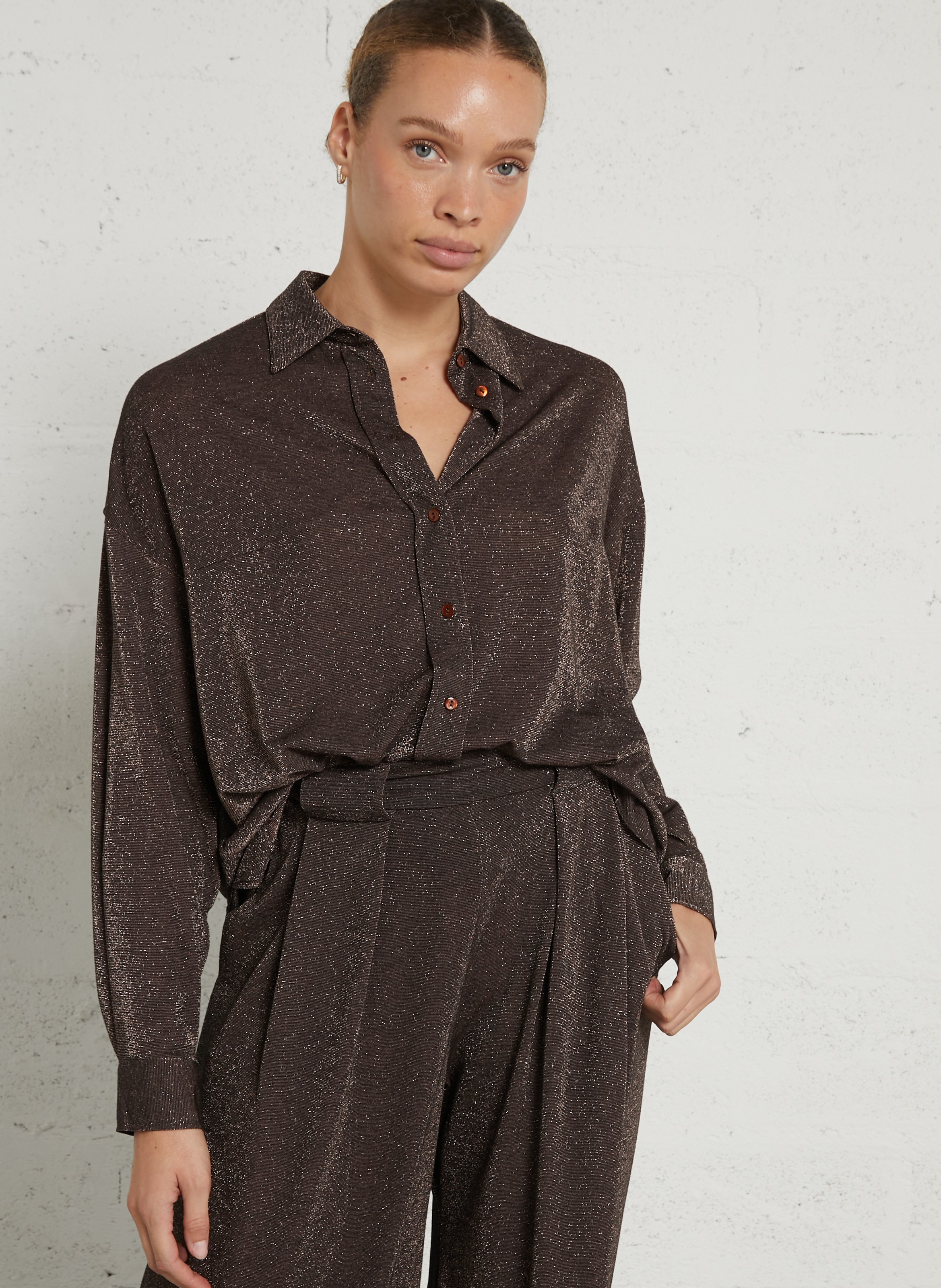 Loose-fit shirt with classic collar MOMONI Plums