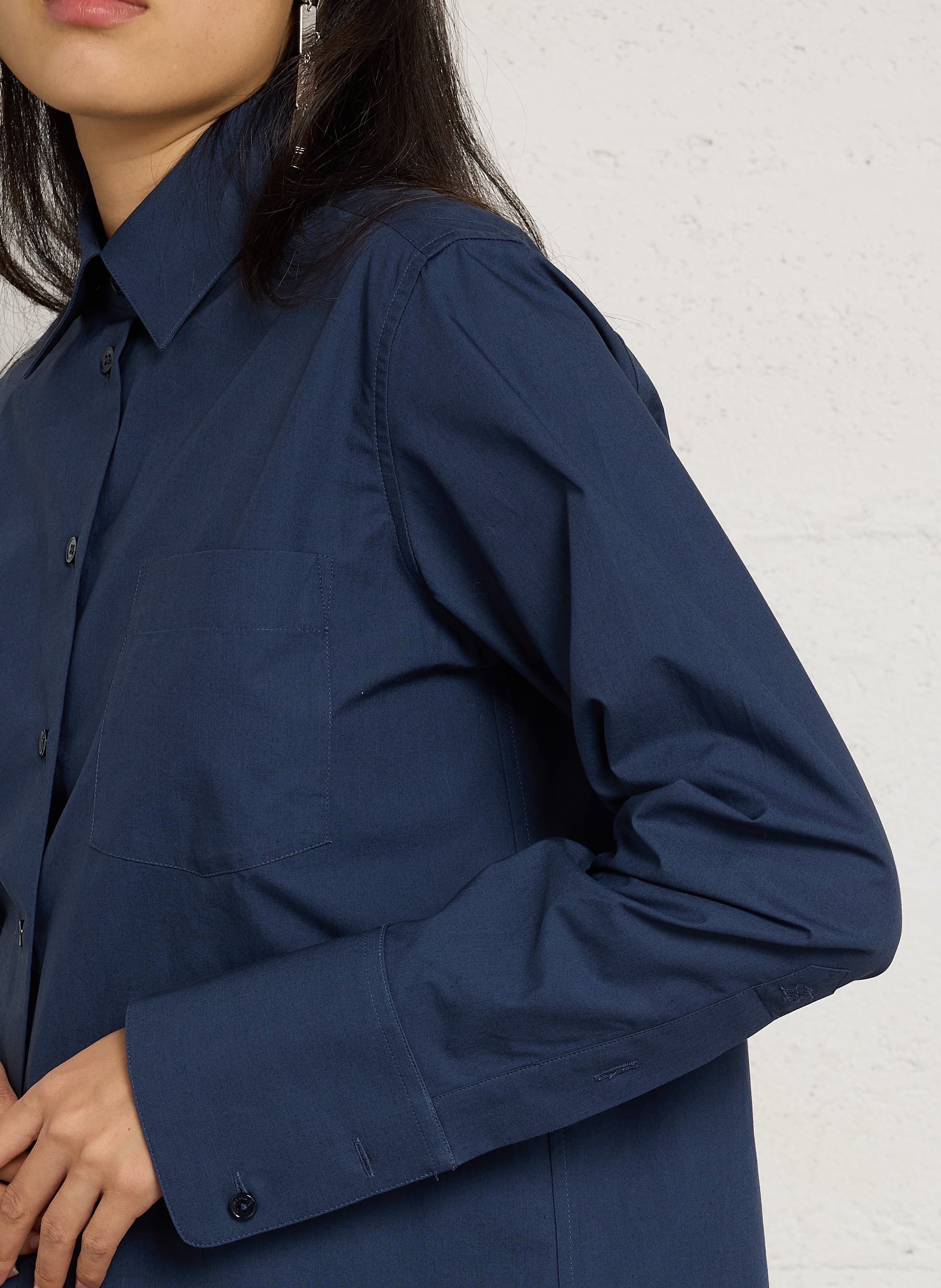 Chemise droite col classique en coton LAURENCE BRAS Bleu