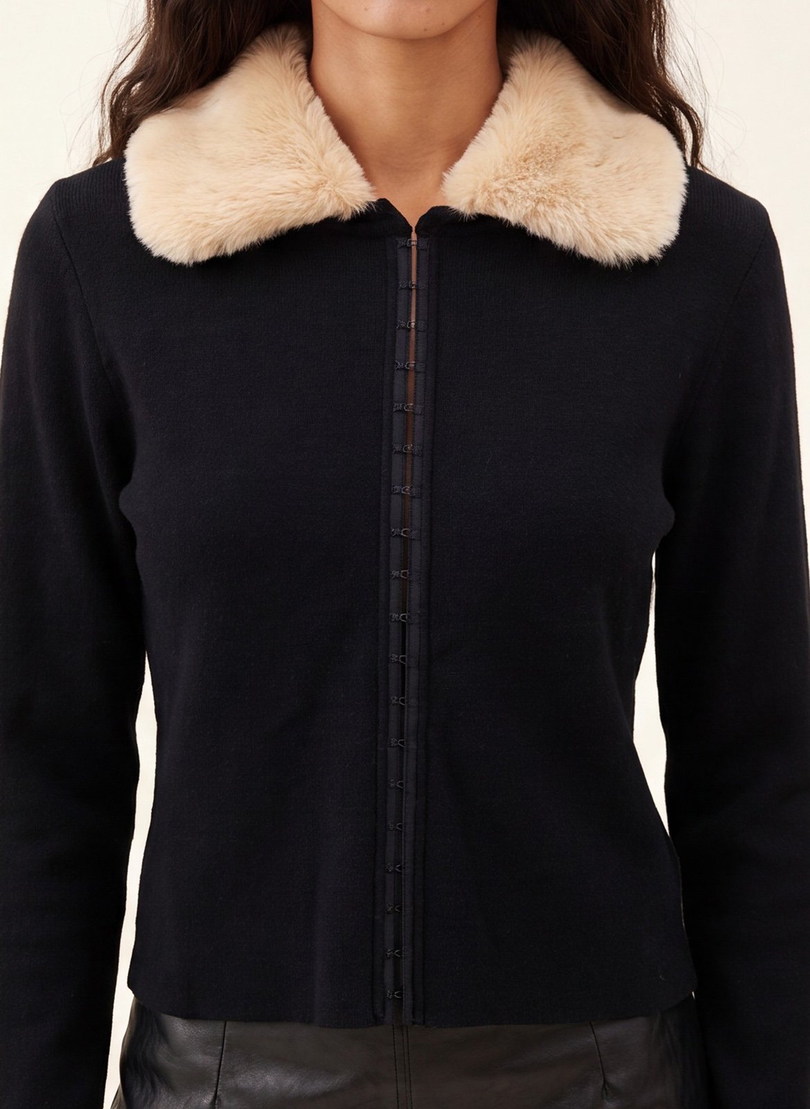 Recht gilet met kraag met imitatiebontlook KOOKAI Zwart