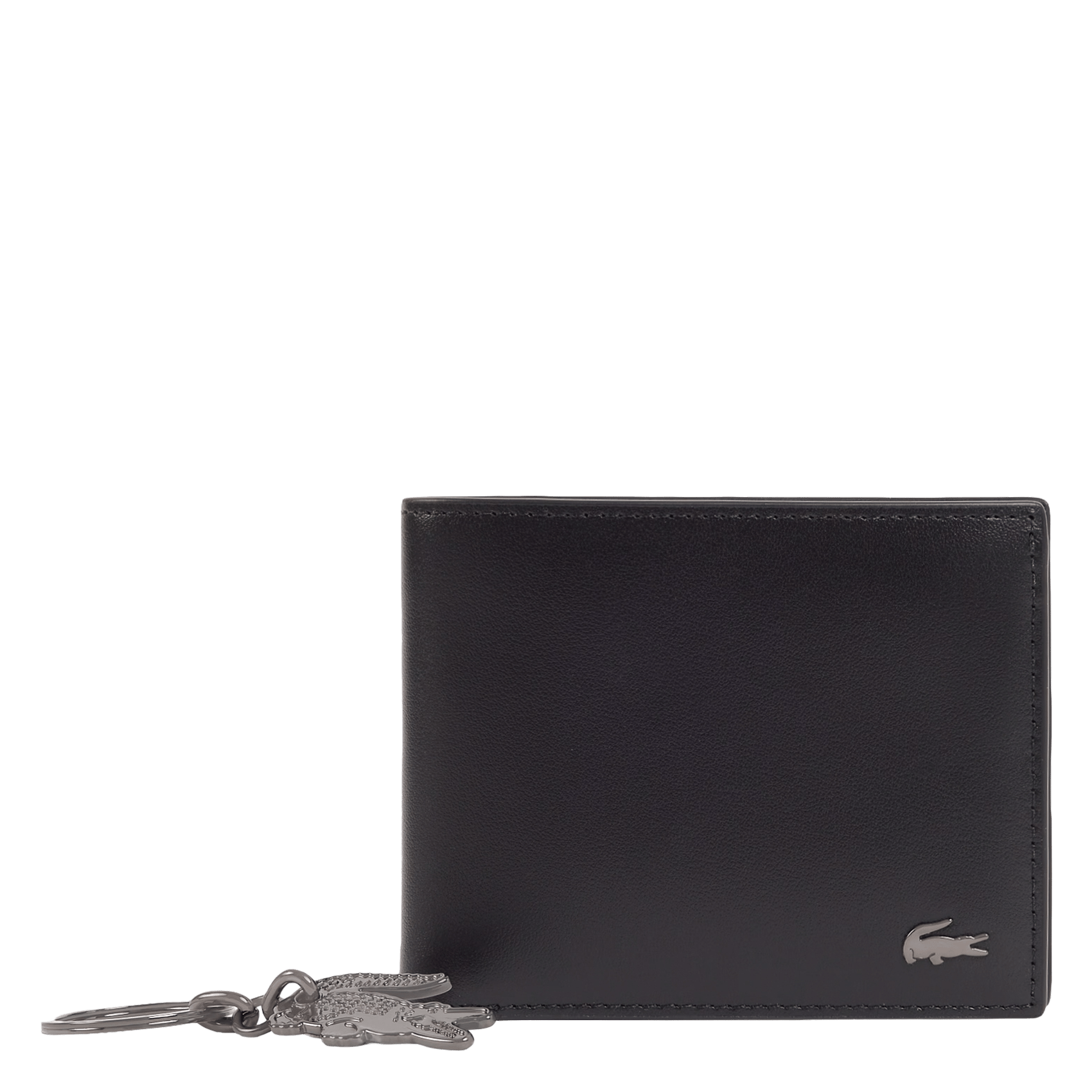 Coffret porte-clés et portefeuille en cuir LACOSTE Noir