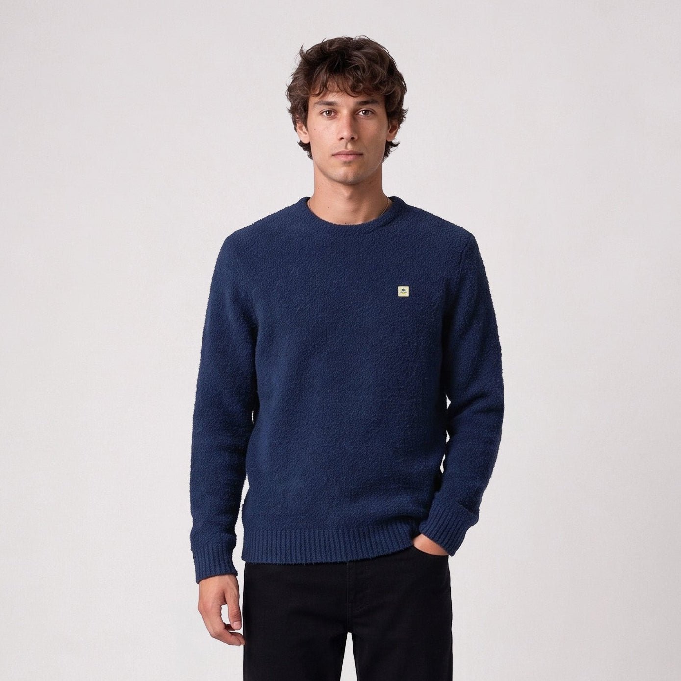 Murray indigo blue bouclé-effect wool crew-neck sweater SBPLAY SERGE BLANCO Blue