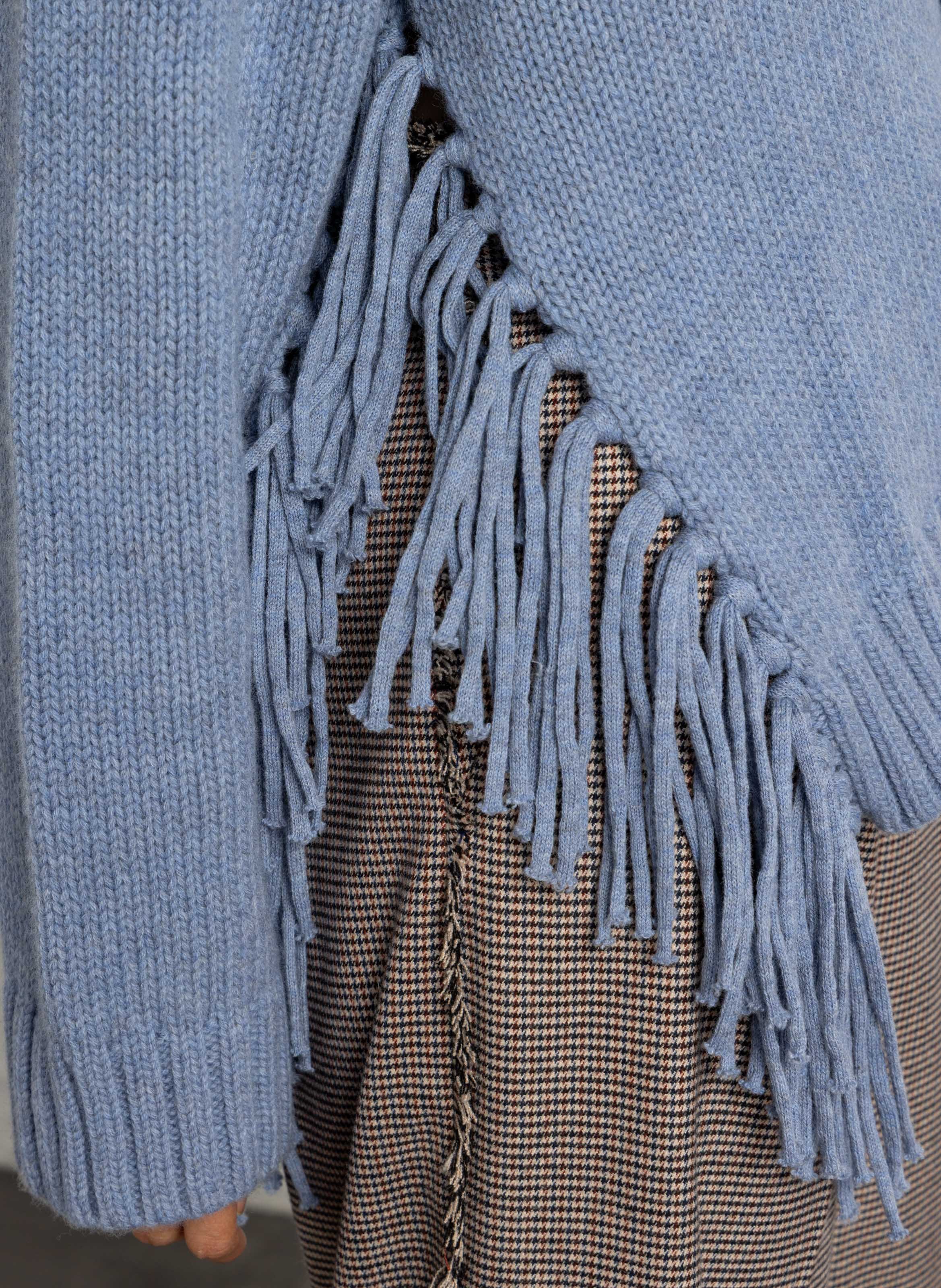 Pull droit col V en laine BERENICE Bleu