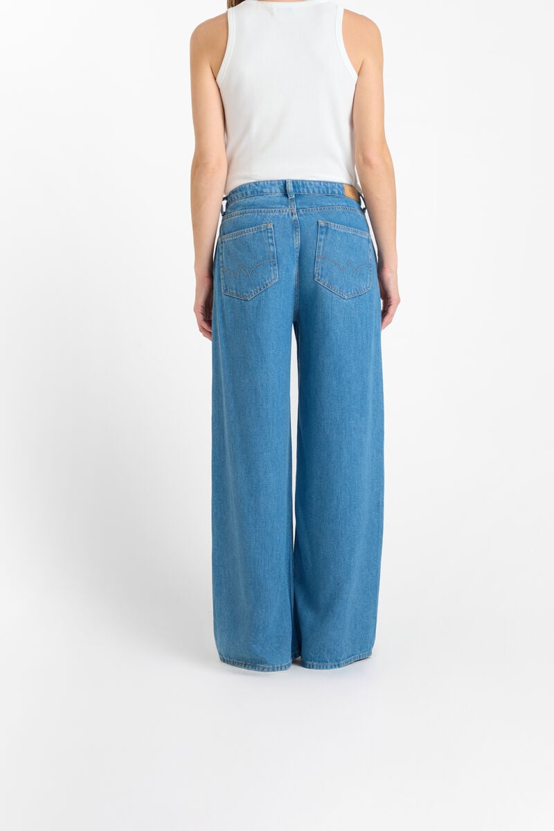 High-waisted loose-fit zip jeans LE TEMPS DES CERISES Blue