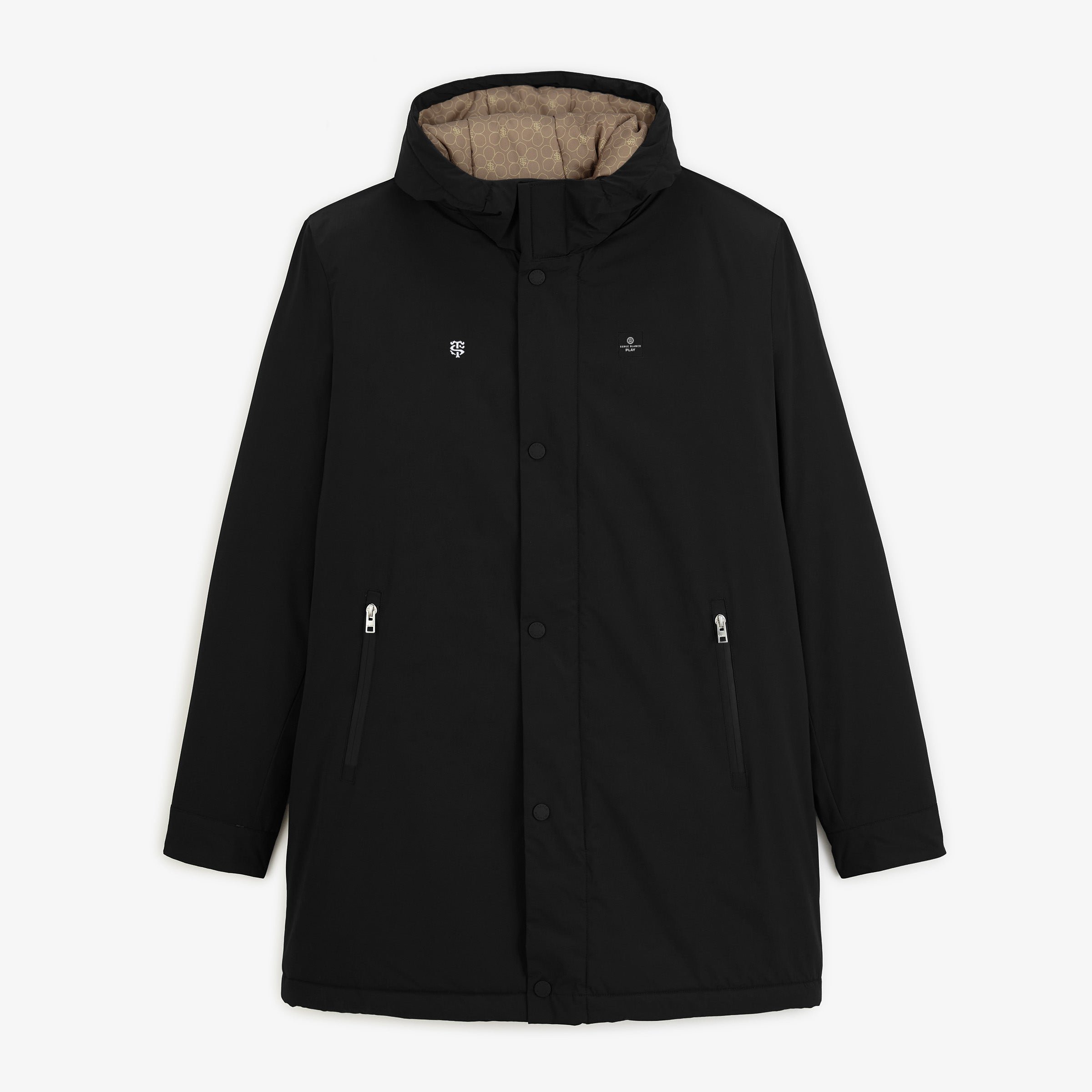 Mid-length waterproof hooded parka SERGE BLANCO Black
