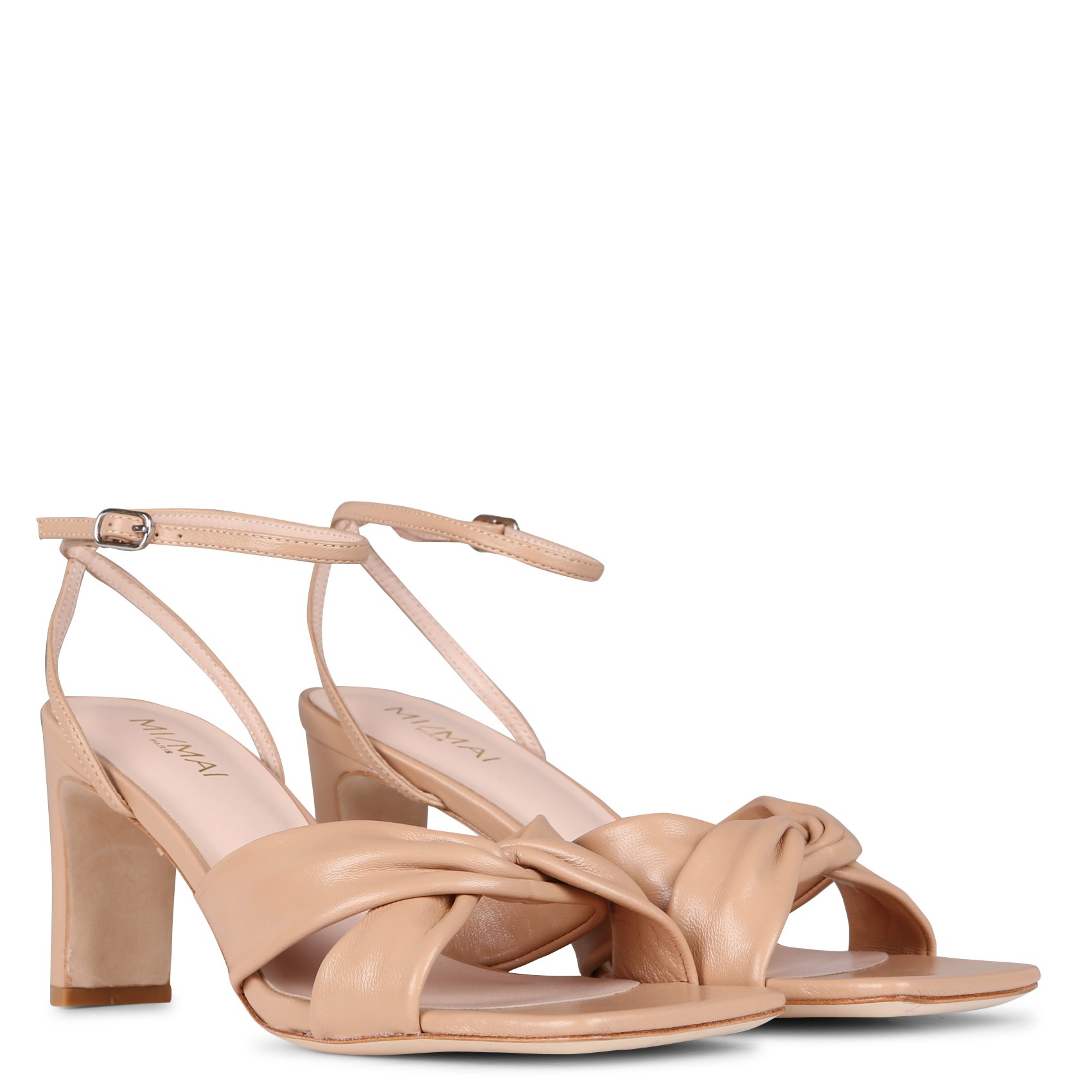 Sandales à talon en cuir MI/MAI Beige