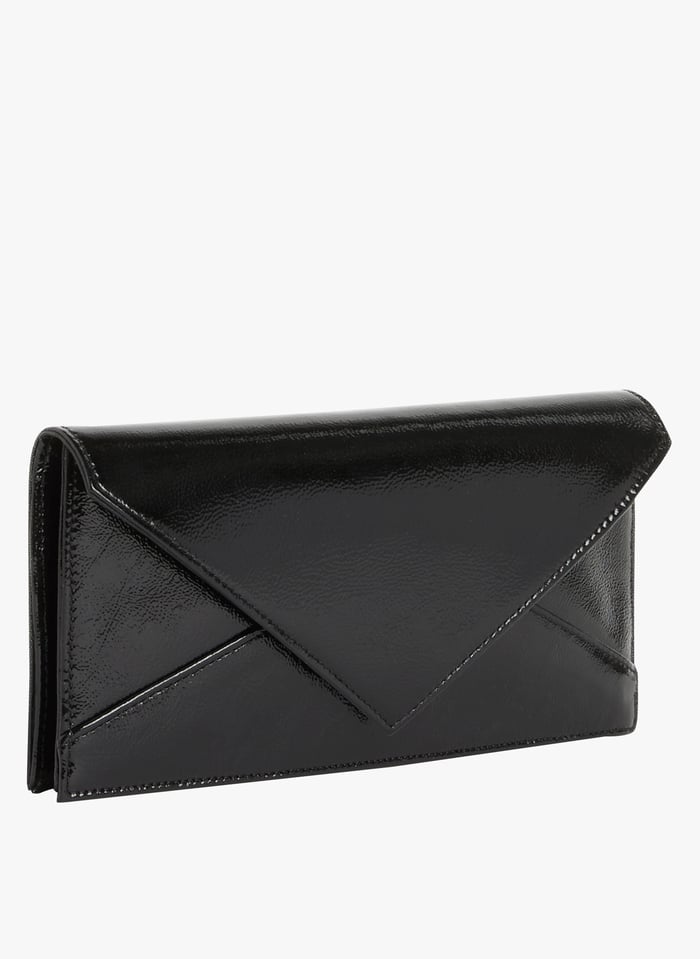 Grey patent leather clutch top bag