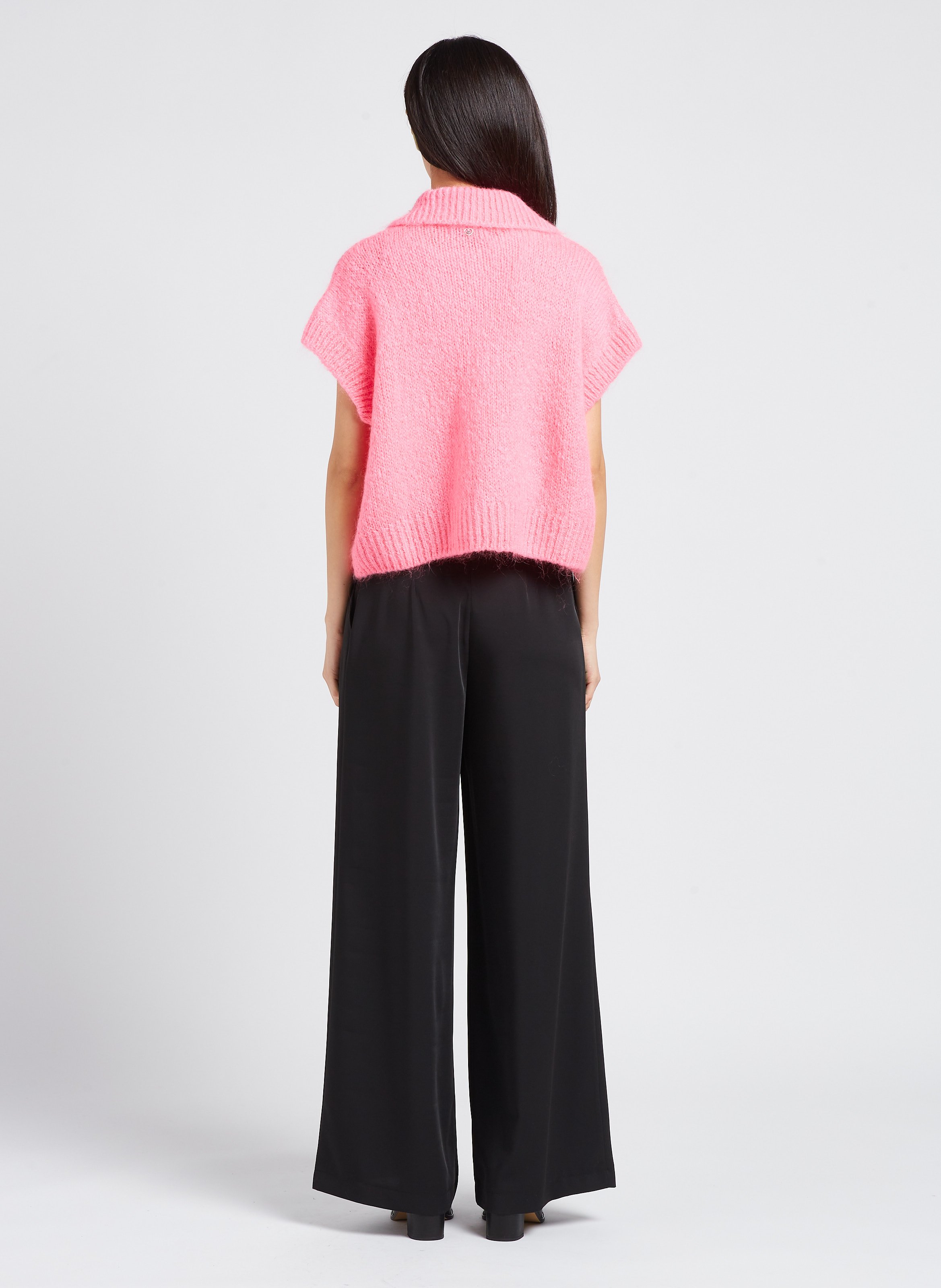 Gilet col classique ample PLEASE Rose