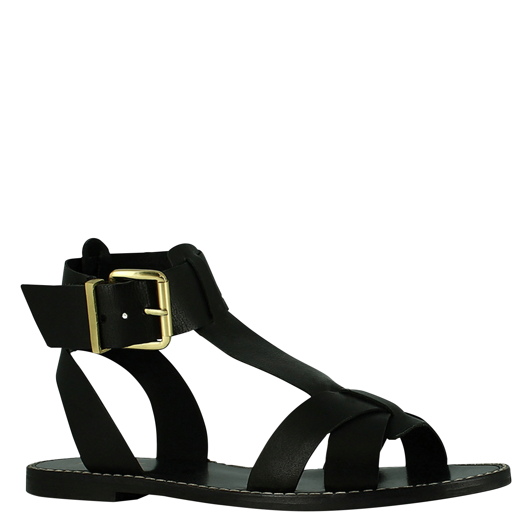 Sandales plates en cuir JONAK Noir