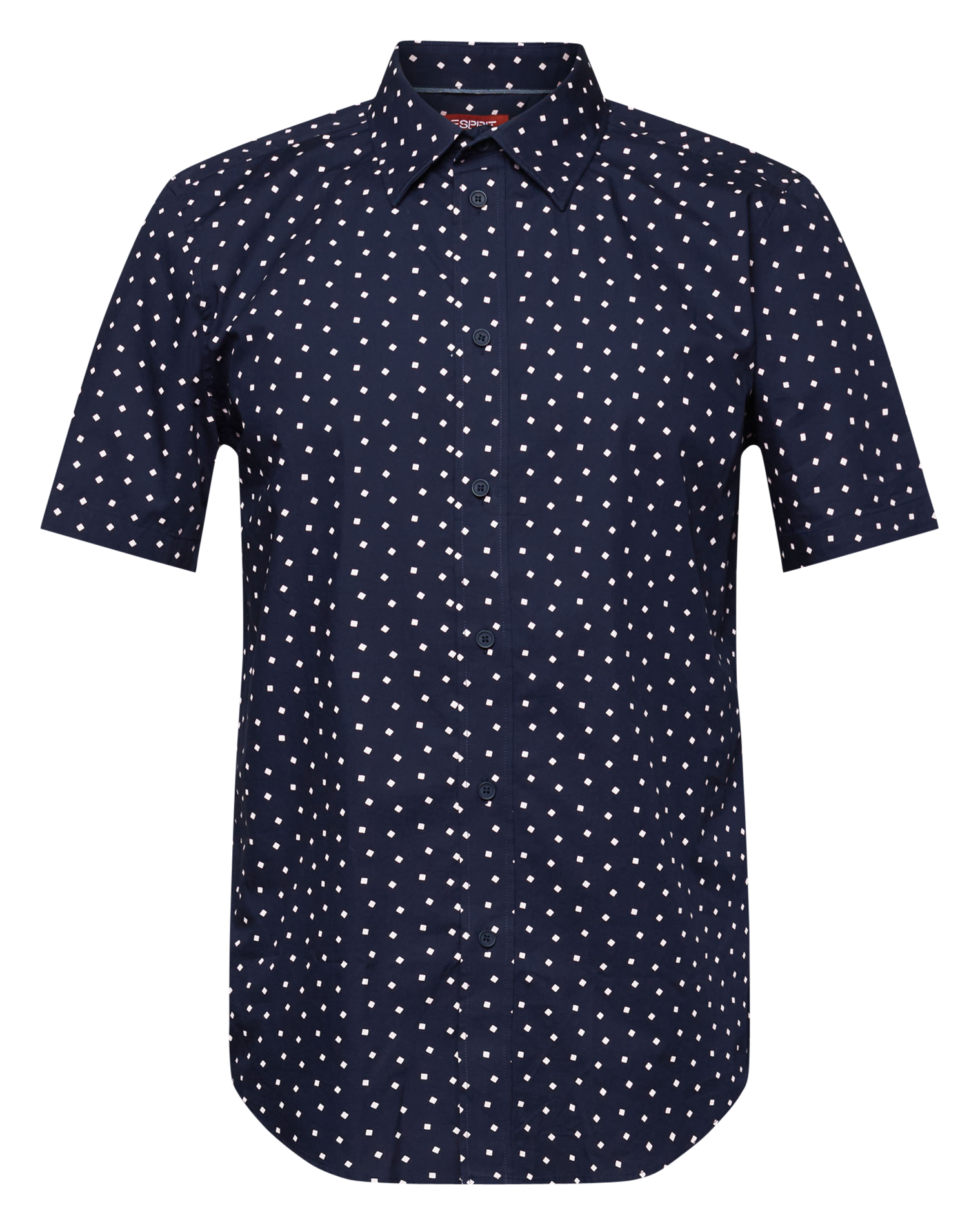 Slim-fit printed cotton shirt with classic collar  Navy