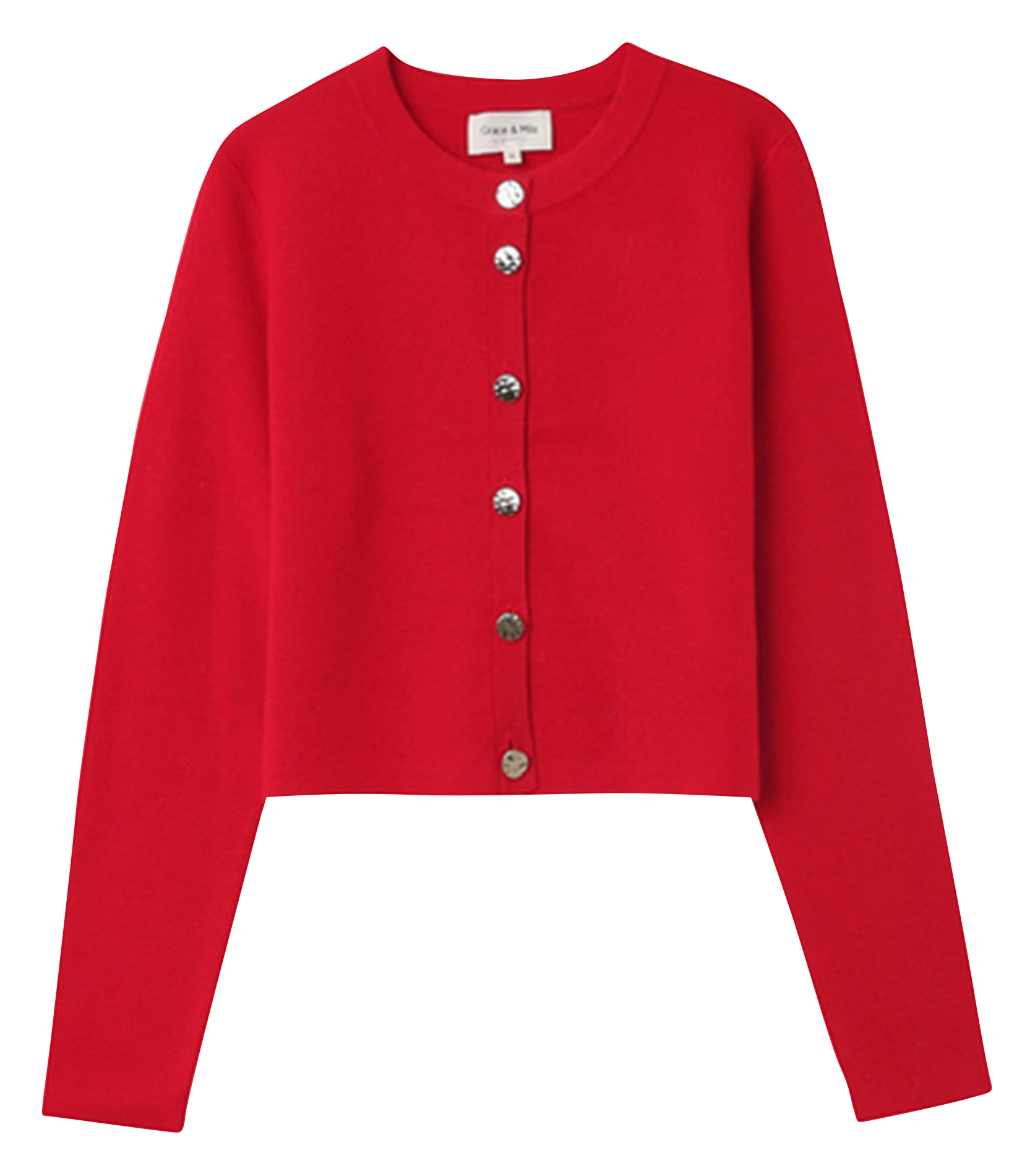 Cardigan col rond droit en maille GRACE ET MILA Rouge