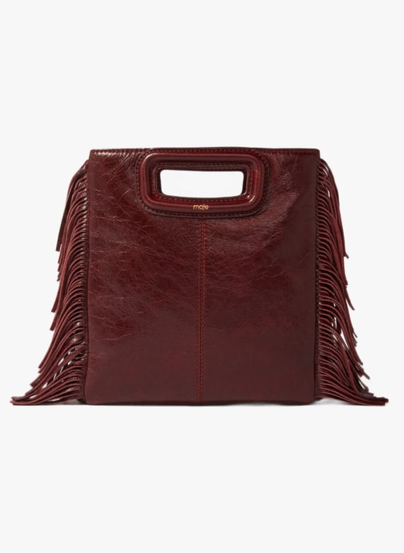 Sac bandoulière en cuir M Rouge Maje Femme Place des Tendances