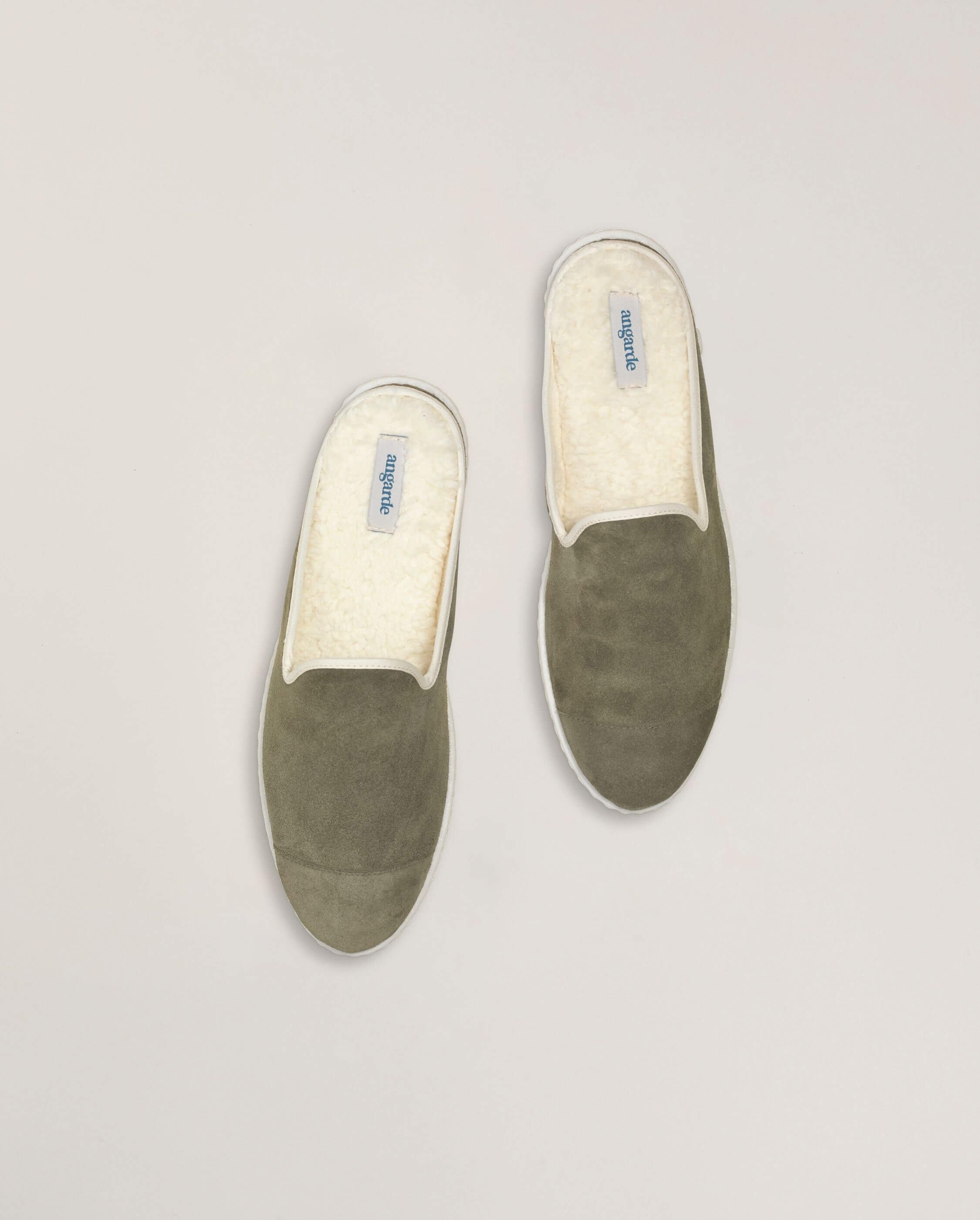 Men's leather mule, light khaki ANGARDE Khaki