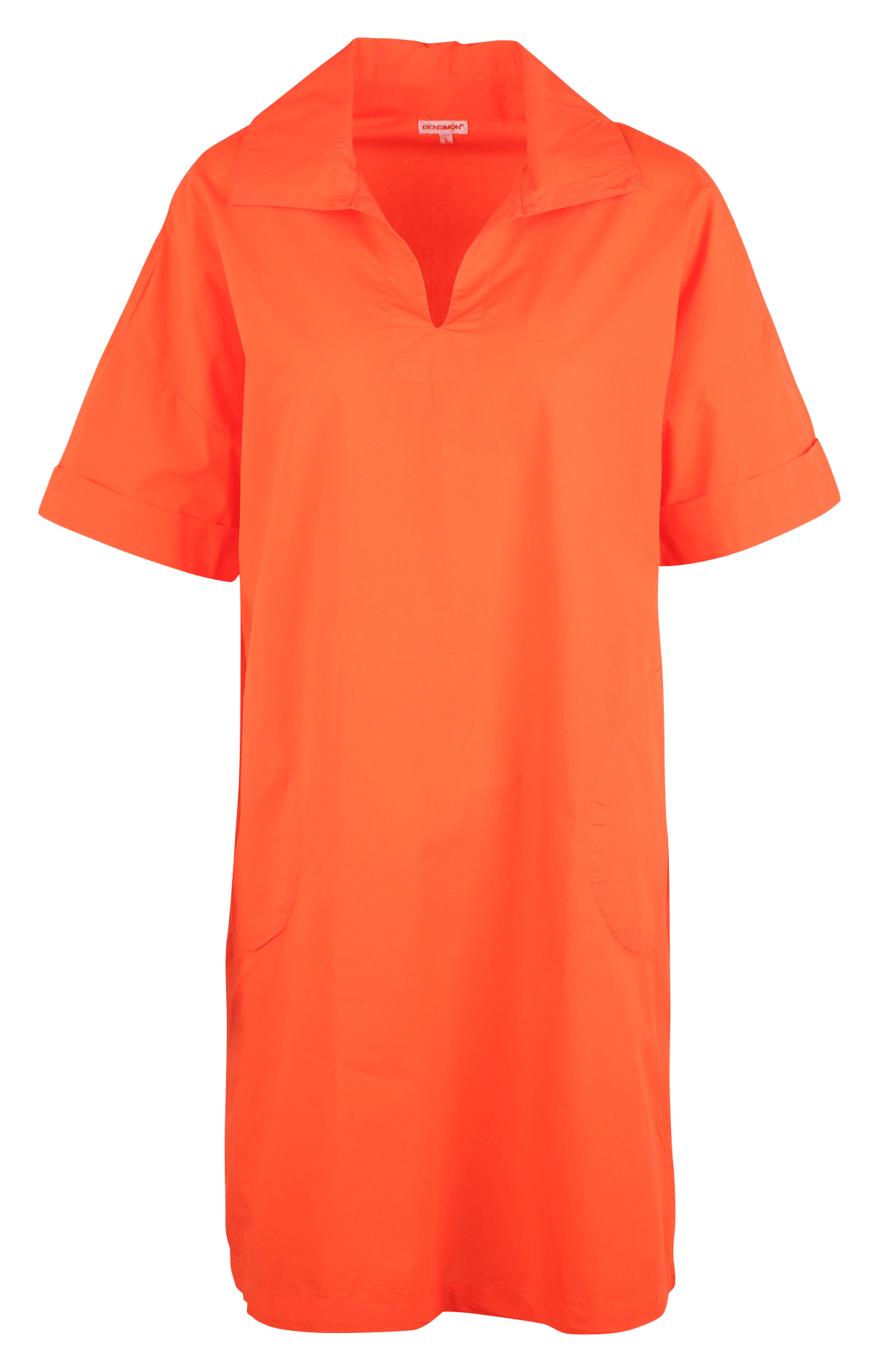 Robe courte col chemise en coton Lara Orange Bensimon Femme