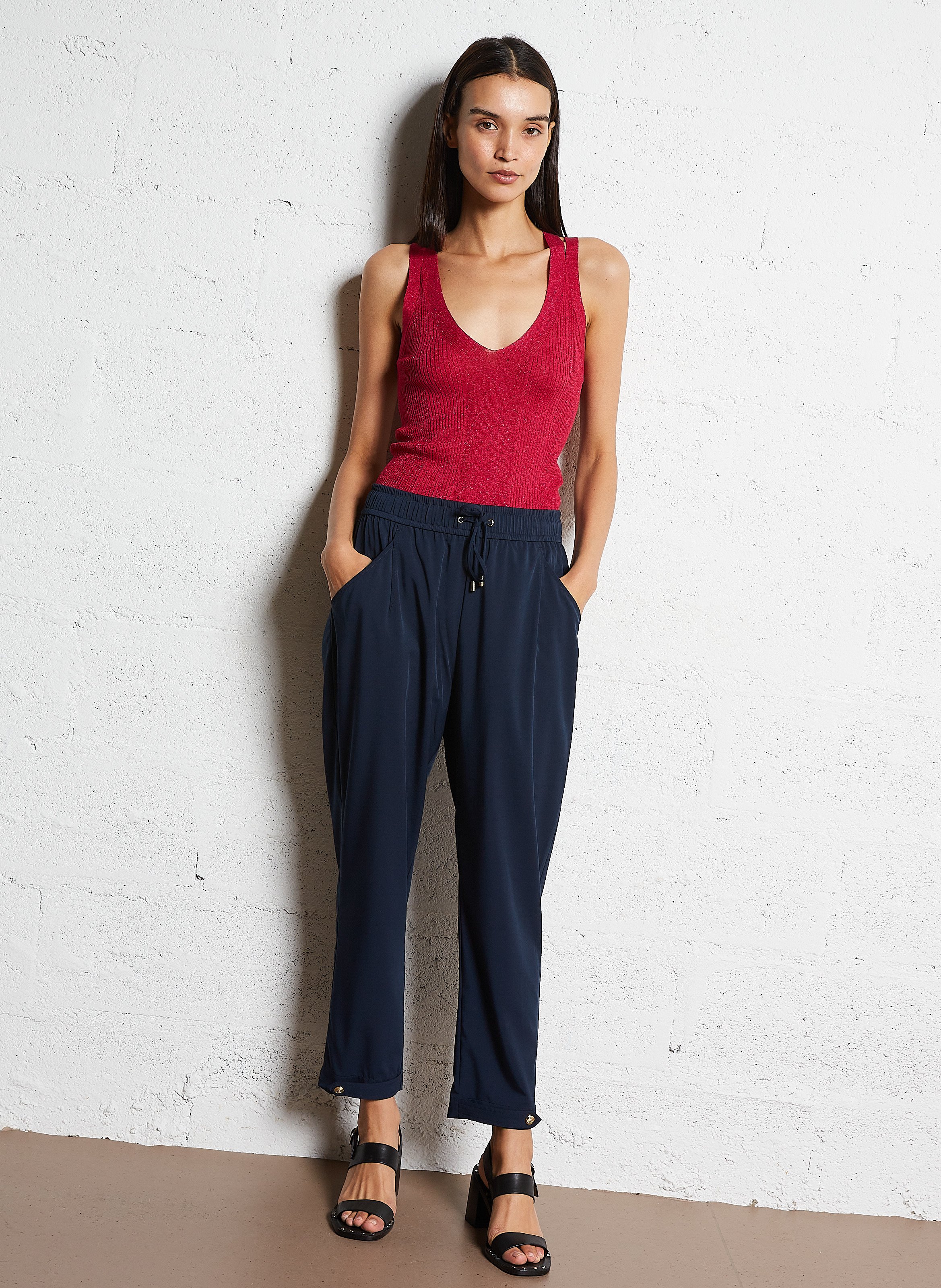 Pantalon cropped avec cordon Nuit noir Liu jo - Femme