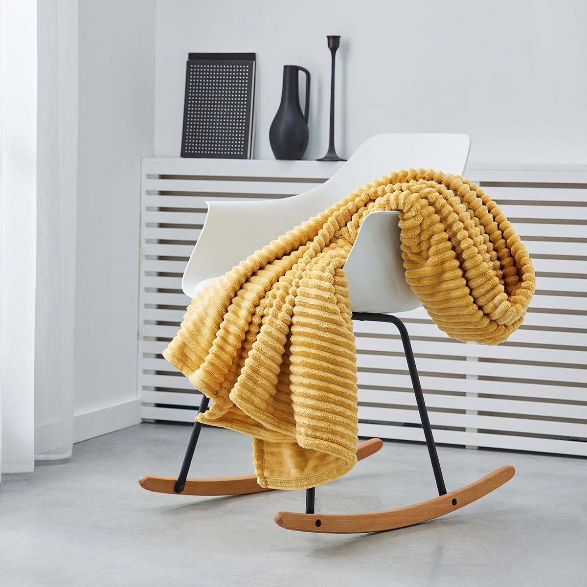 Plain ribbed throw TODAY LINGE DE MAISON Yellow
