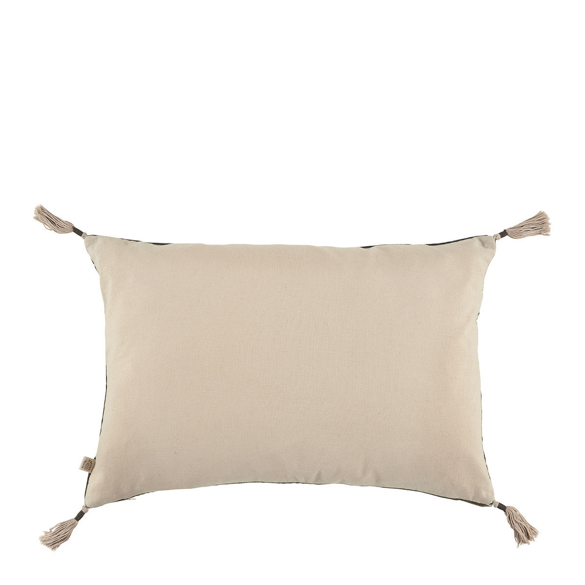 Mattéo cushion cover in cotton and linen velvet BLANC D'IVOIRE Grey