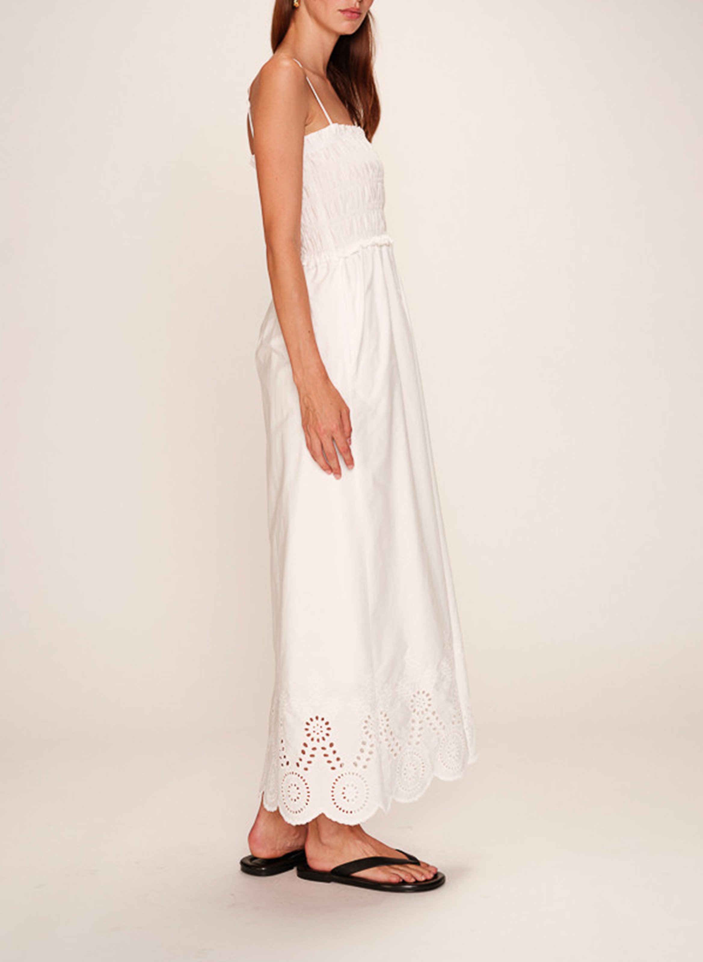 Long square neck cotton dress GRACE ET MILA White