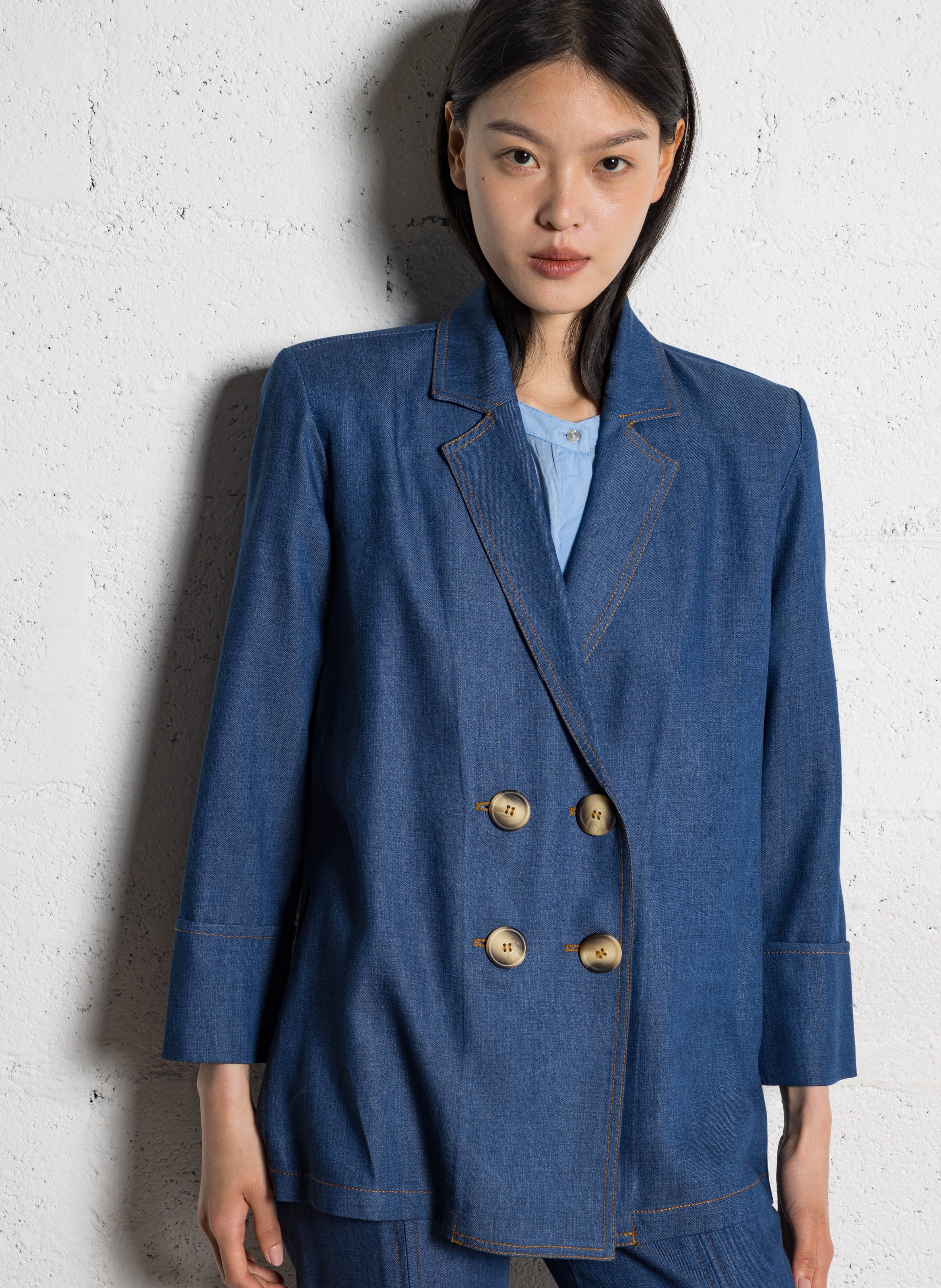 Denim jacket with tailored collar SOPHIE+LUCIE Blue