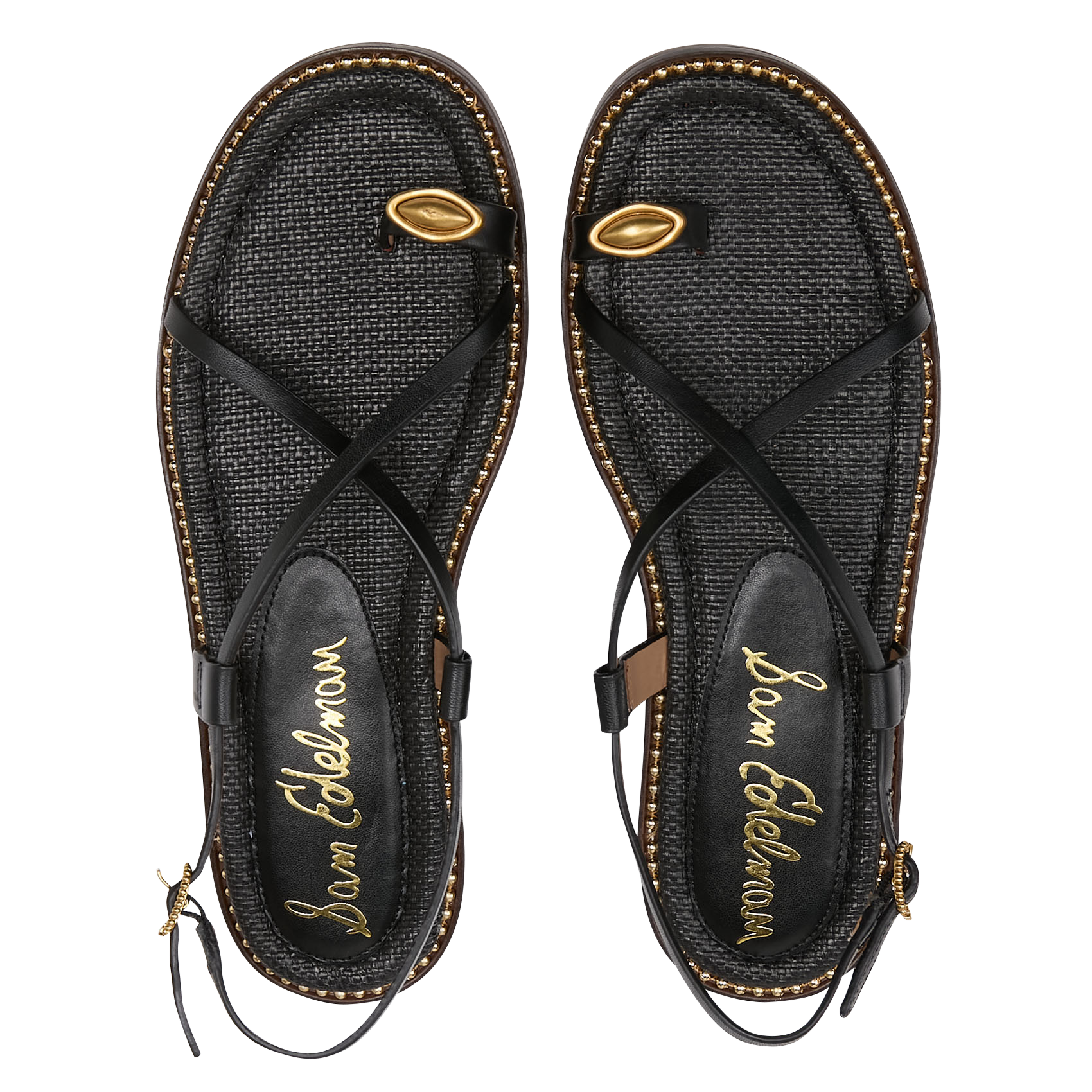 Sandales plates en cuir  SAM EDELMAN Noir