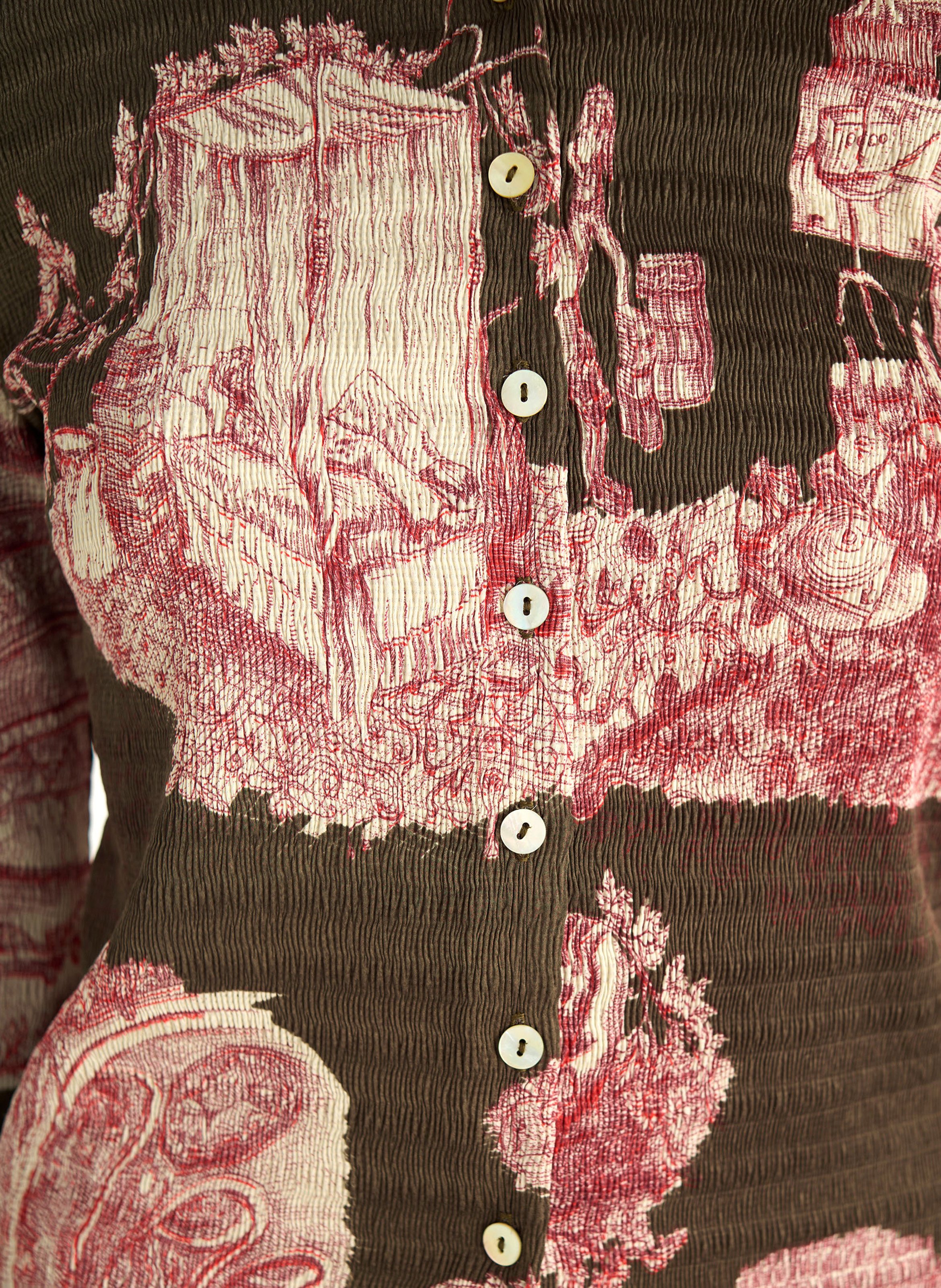 Chemise cintrée à motifs COTELAC Vert