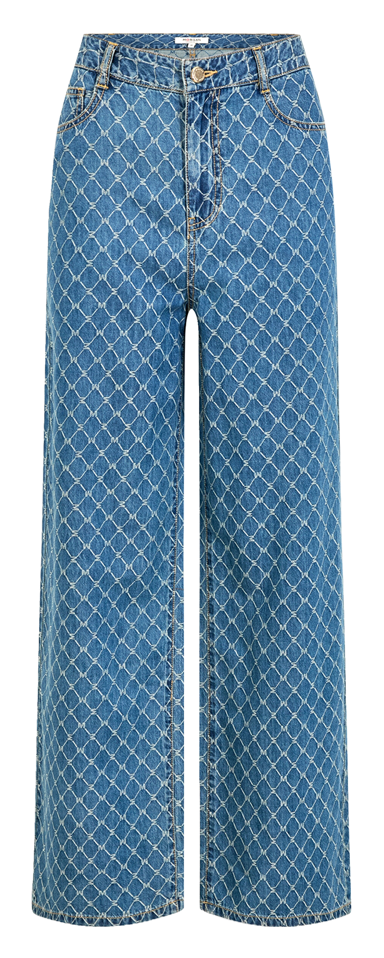 High-waisted wide-leg printed jeans MORGAN Blue