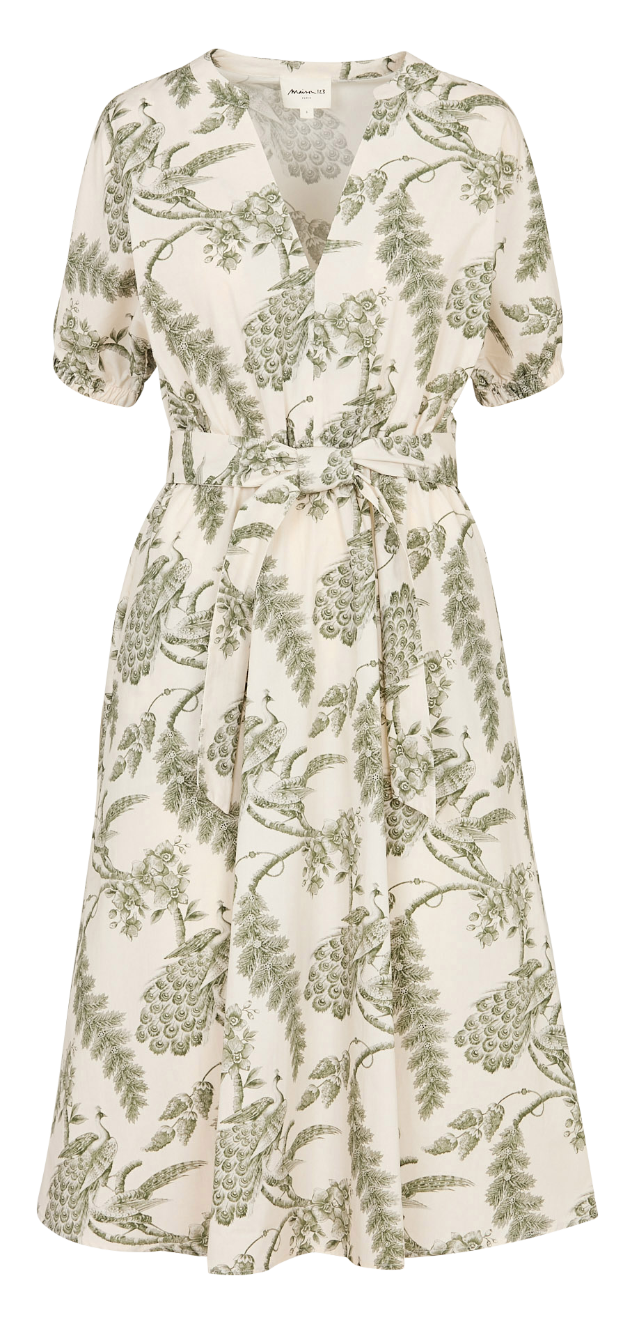 Halflange, katoenen jurk met V-hals MAISON 123 Kaki