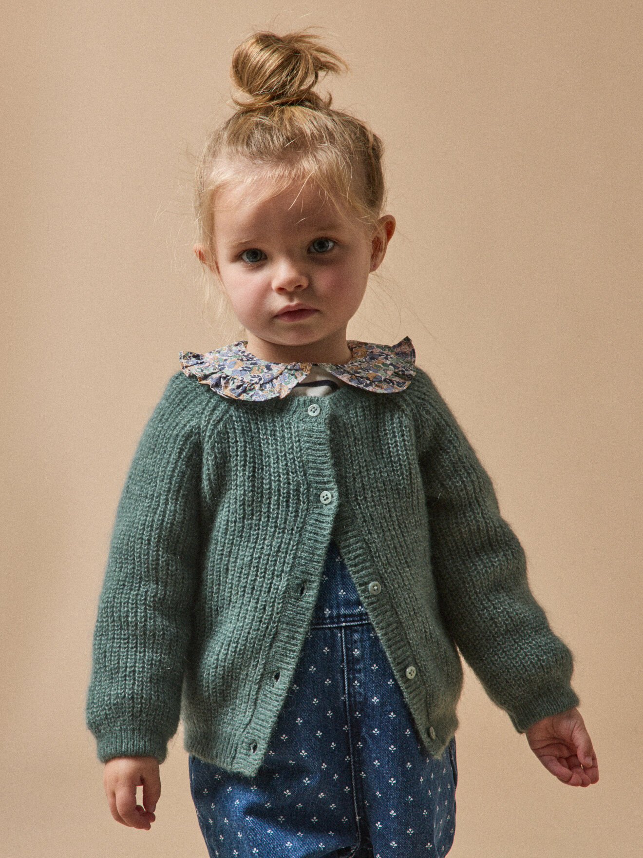 Cardigan in beaded knit wool and mohair CYRILLUS Green