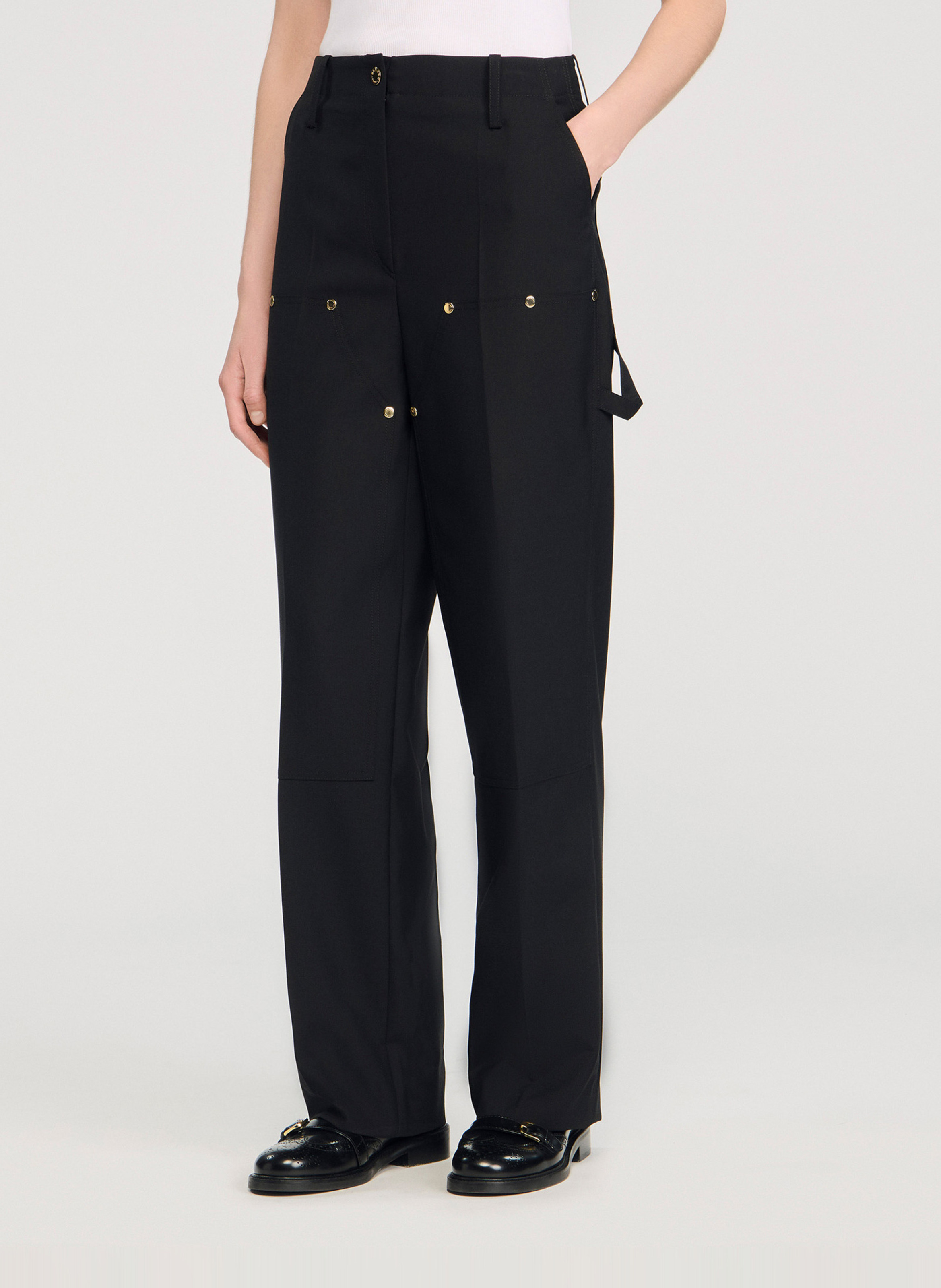 Wool-blend cargo pants SANDRO Black