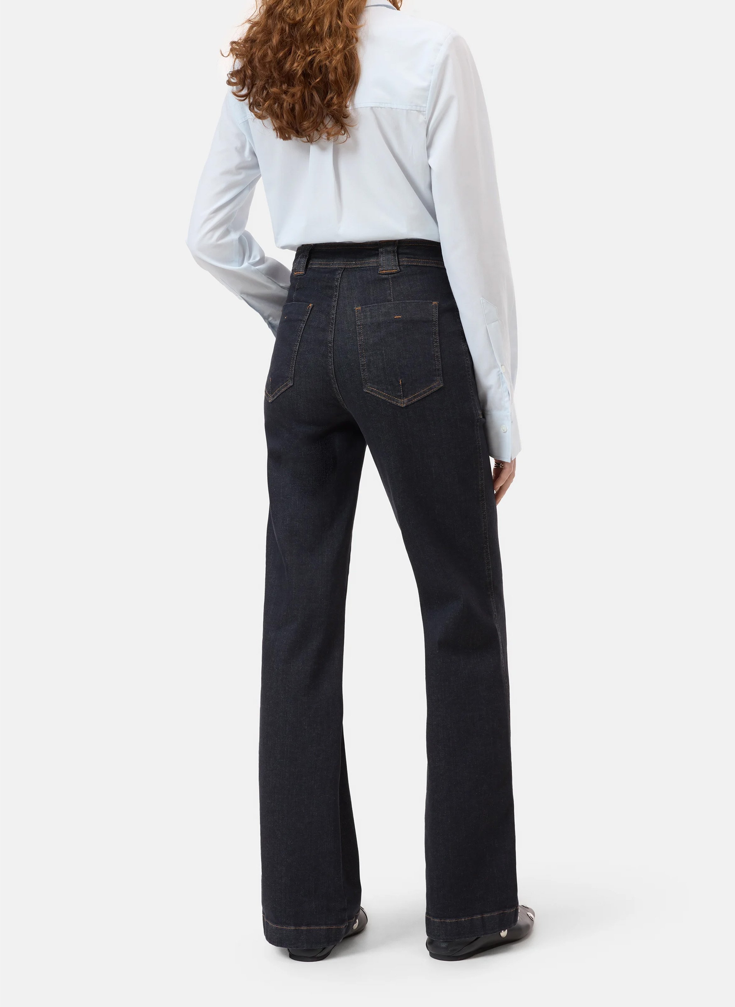 High-rise flared cotton-blend jeans CLOSED Blue