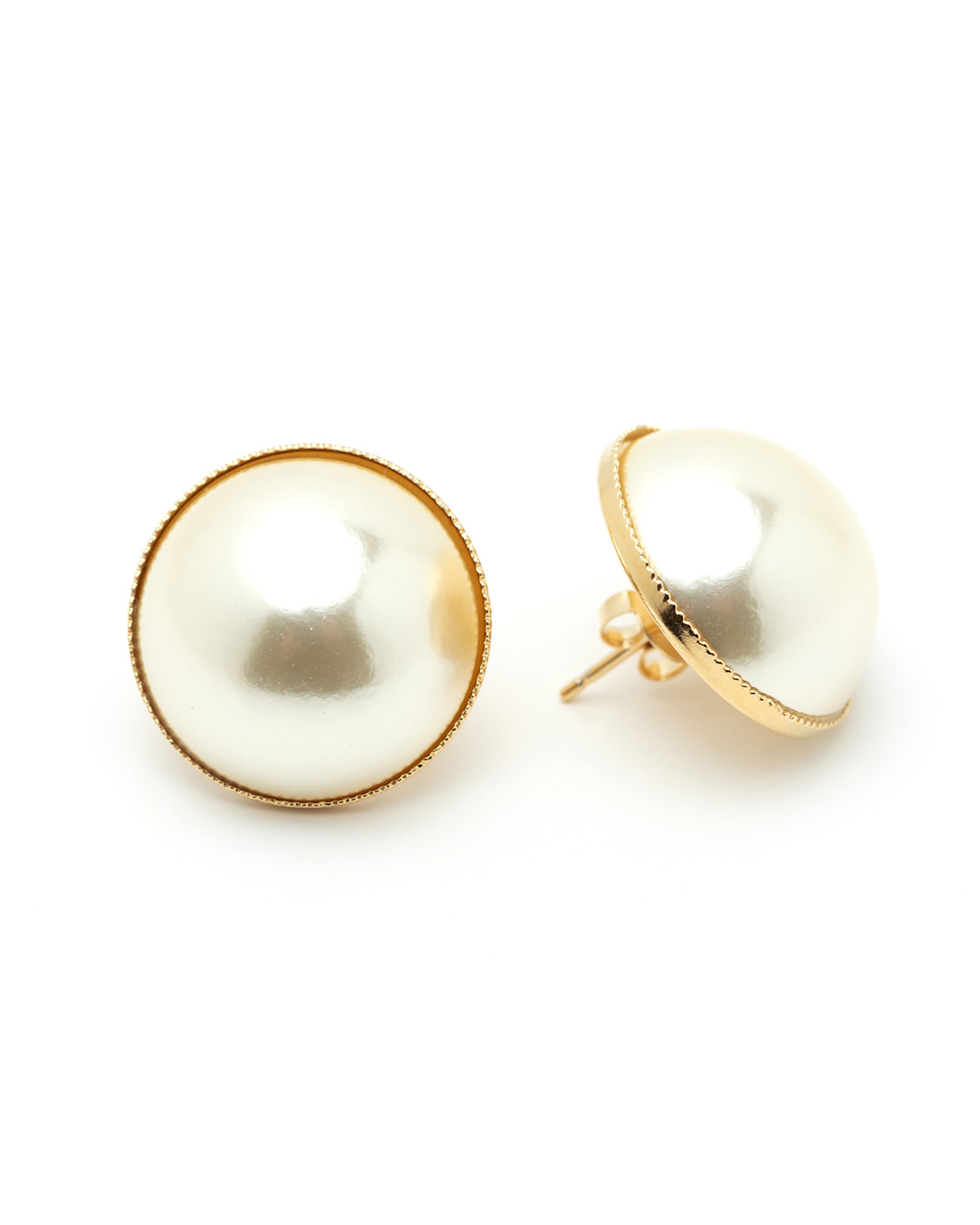 Maxi silver-plated pearl stud earrings MONSIEUR SIMONE