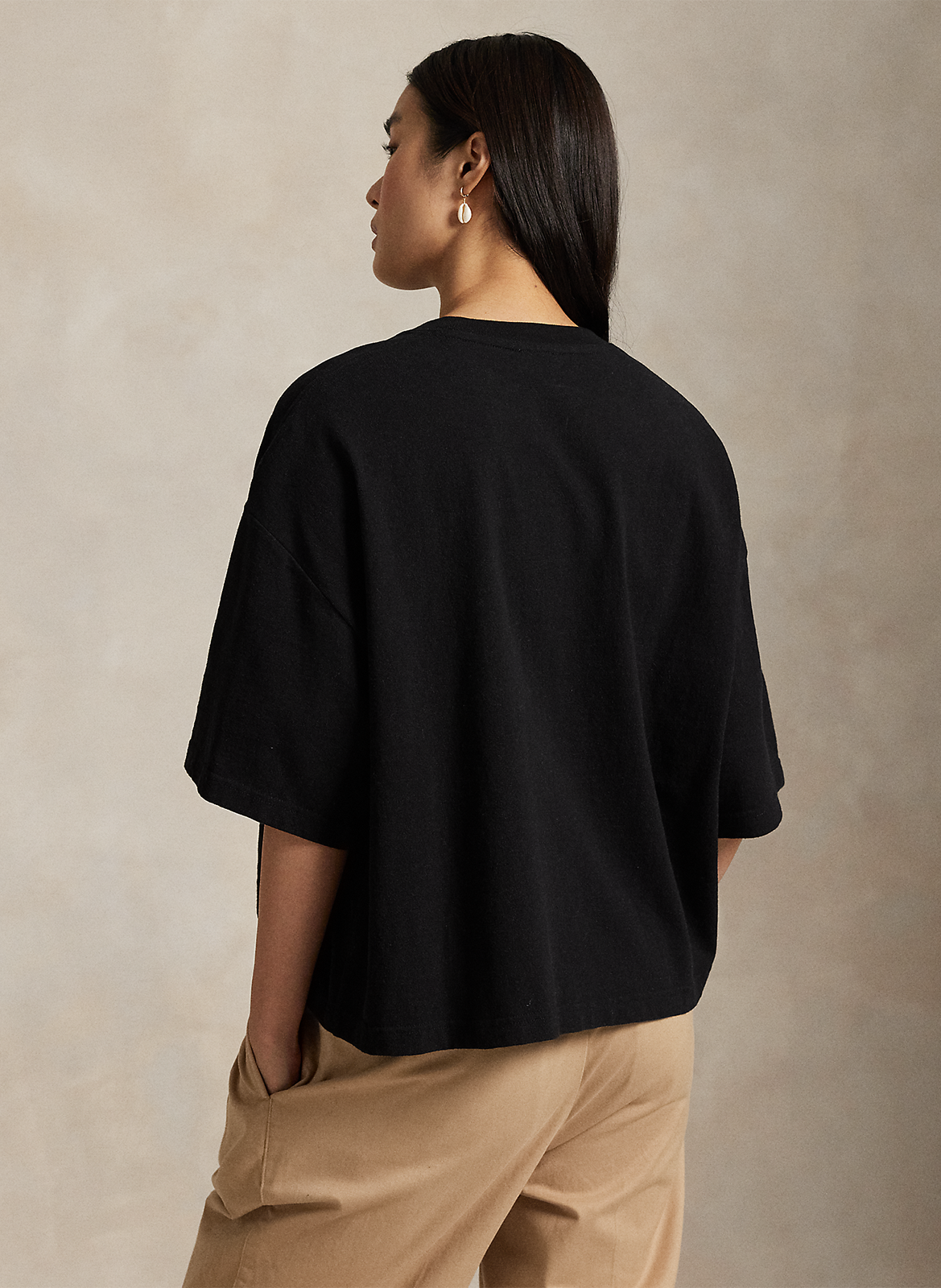 Tee-shirt col rond en coton POLO RALPH LAUREN Noir