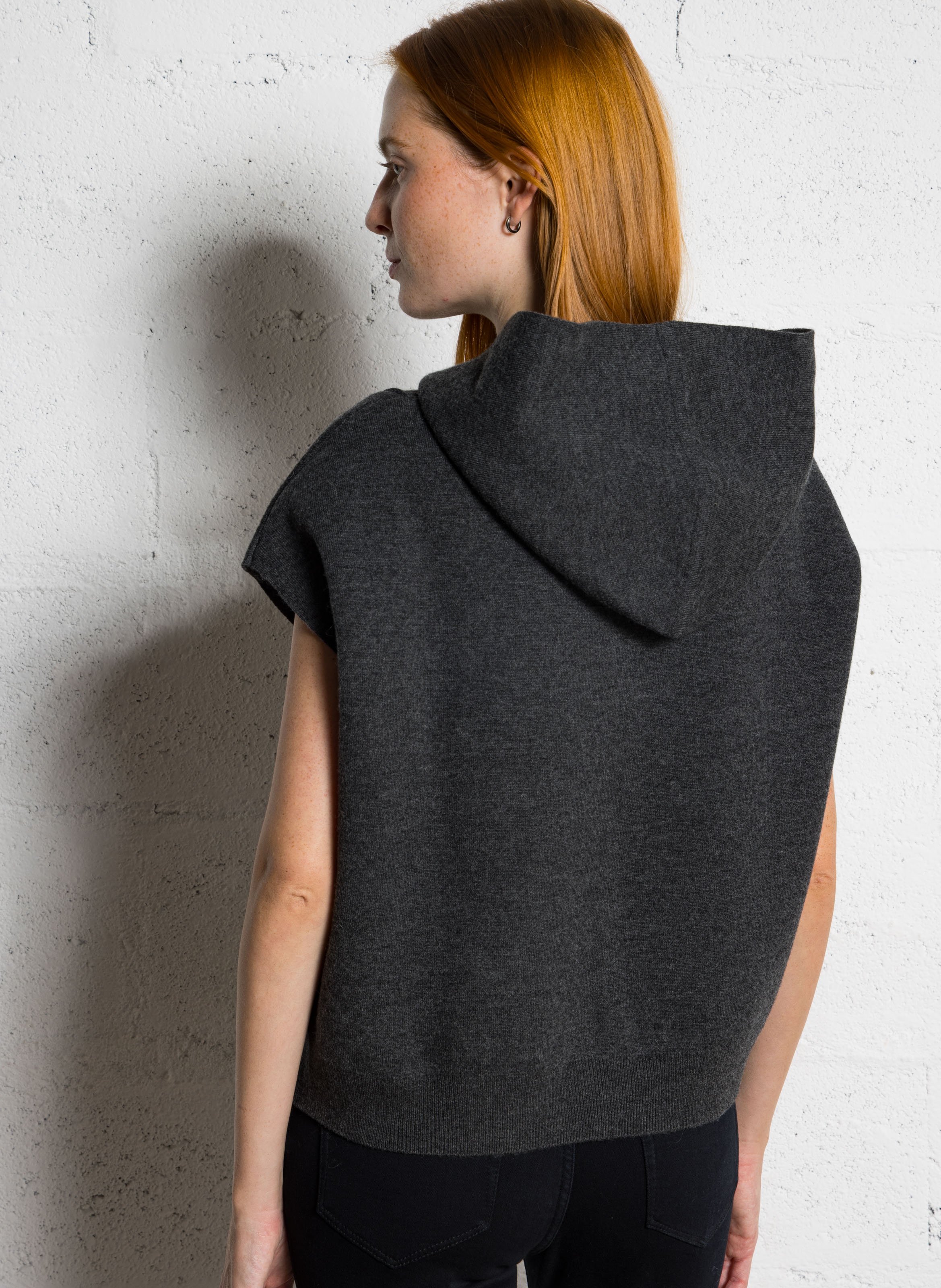 Straight round neck wool blend jacket MAISON 123 Grey