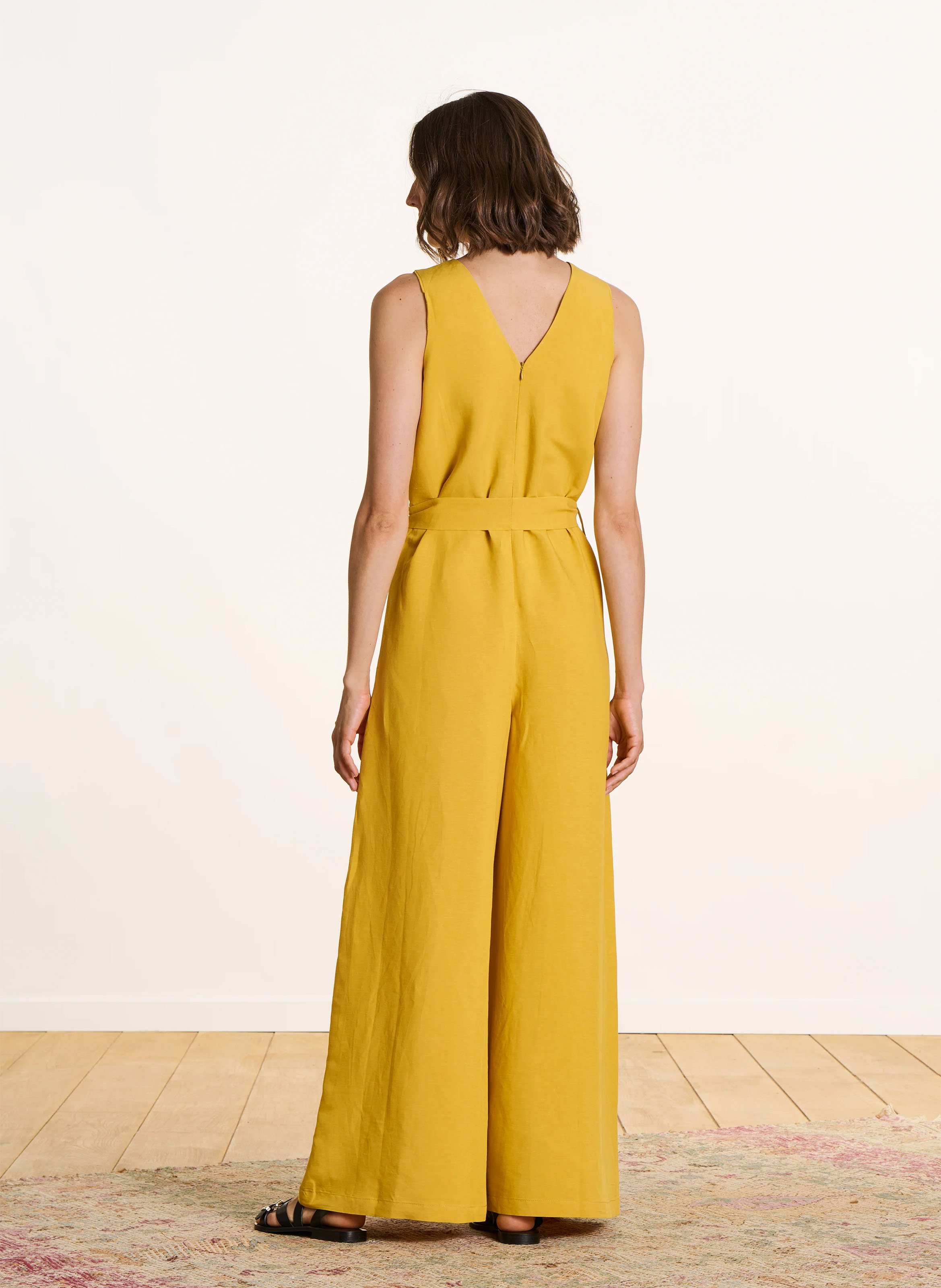 Wijde jumpsuit met v-Hals Jaune La fee maraboutee Dames Place