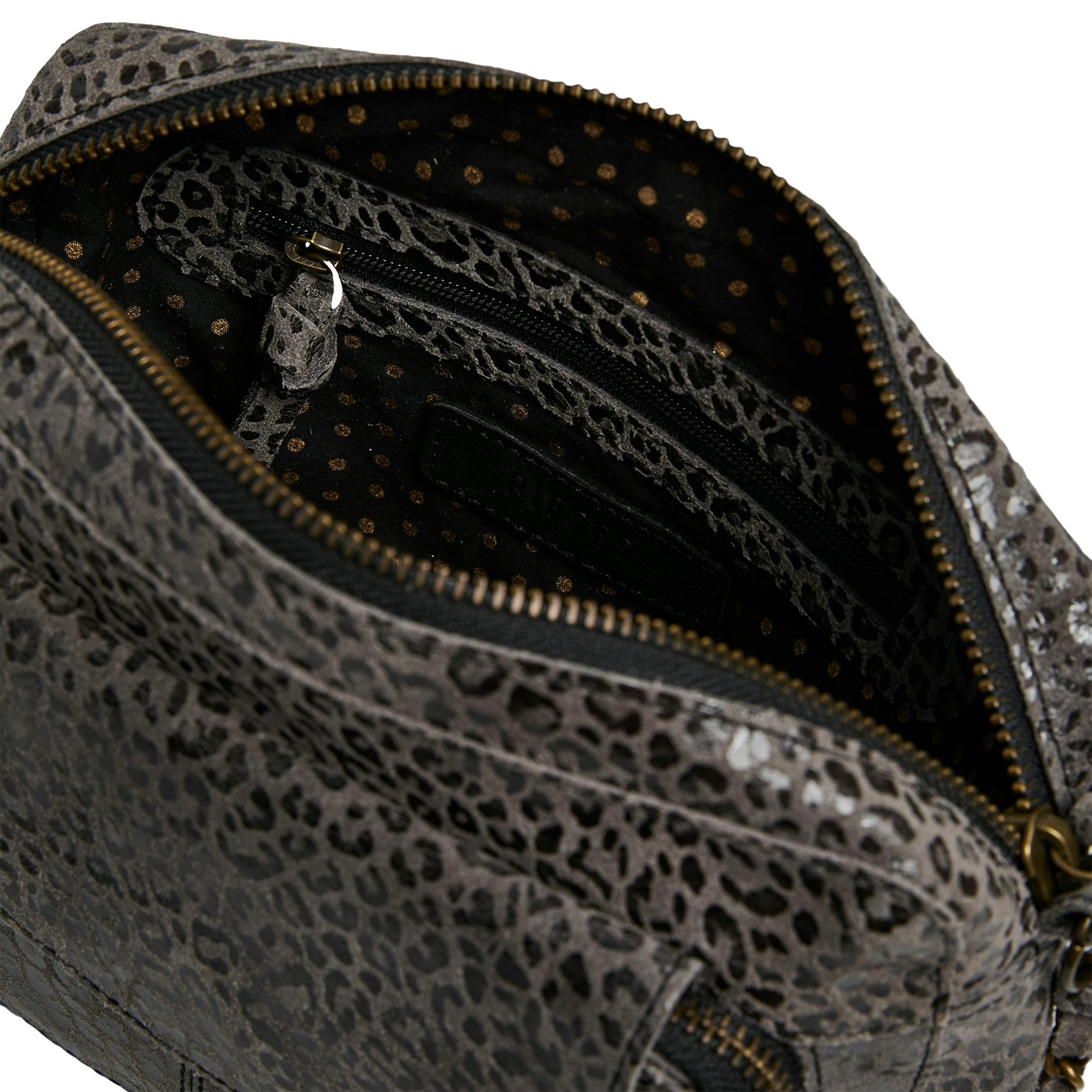 Printed leather shoulder bag PIECES Grey