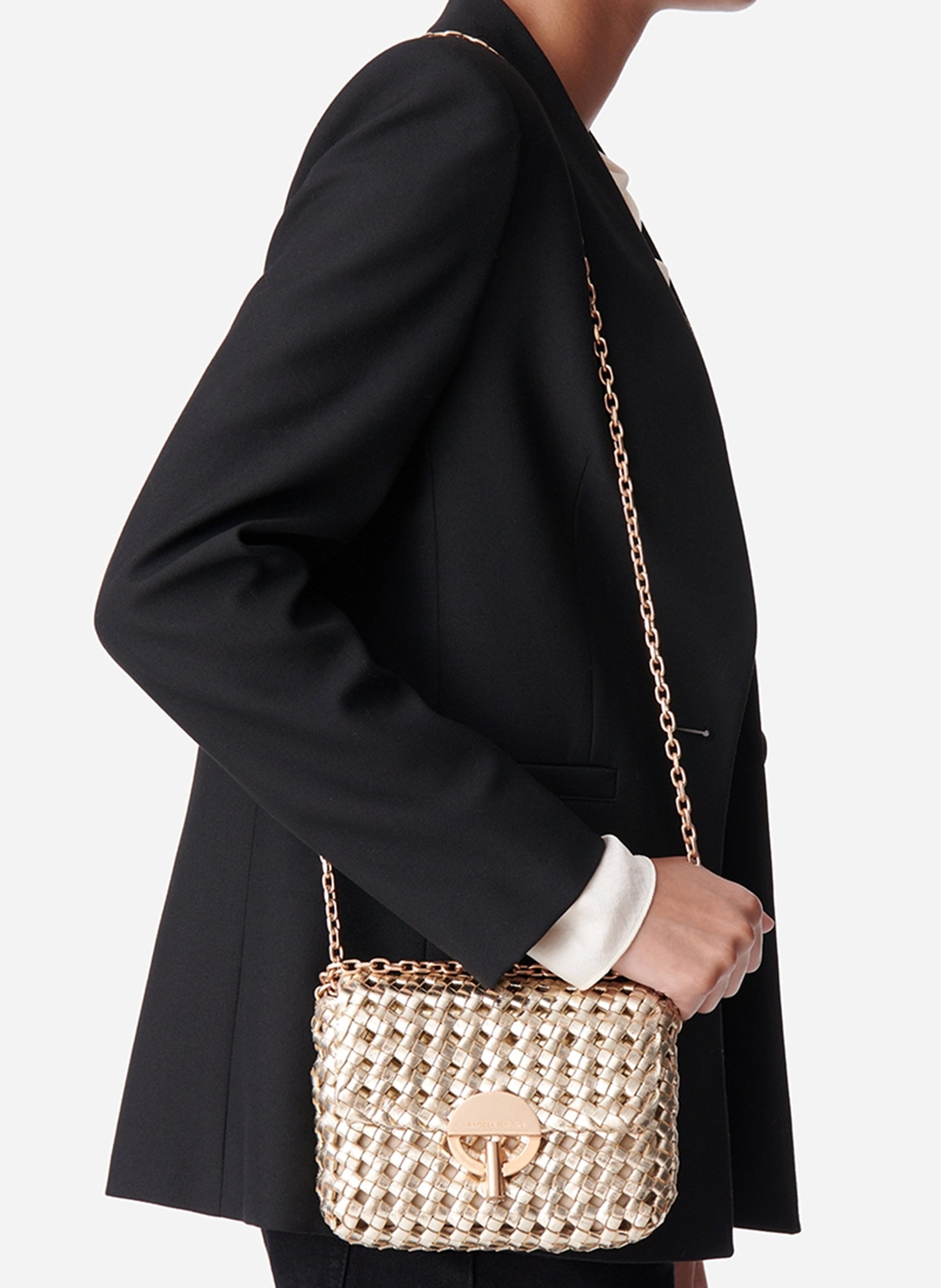 Braided leather shoulder bag VANESSA BRUNO Golden