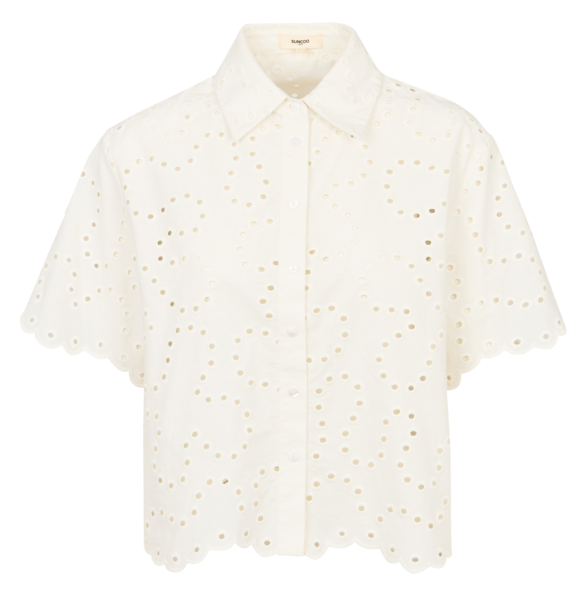 Chemise ample à œillets en coton bio SUNCOO Blanc
