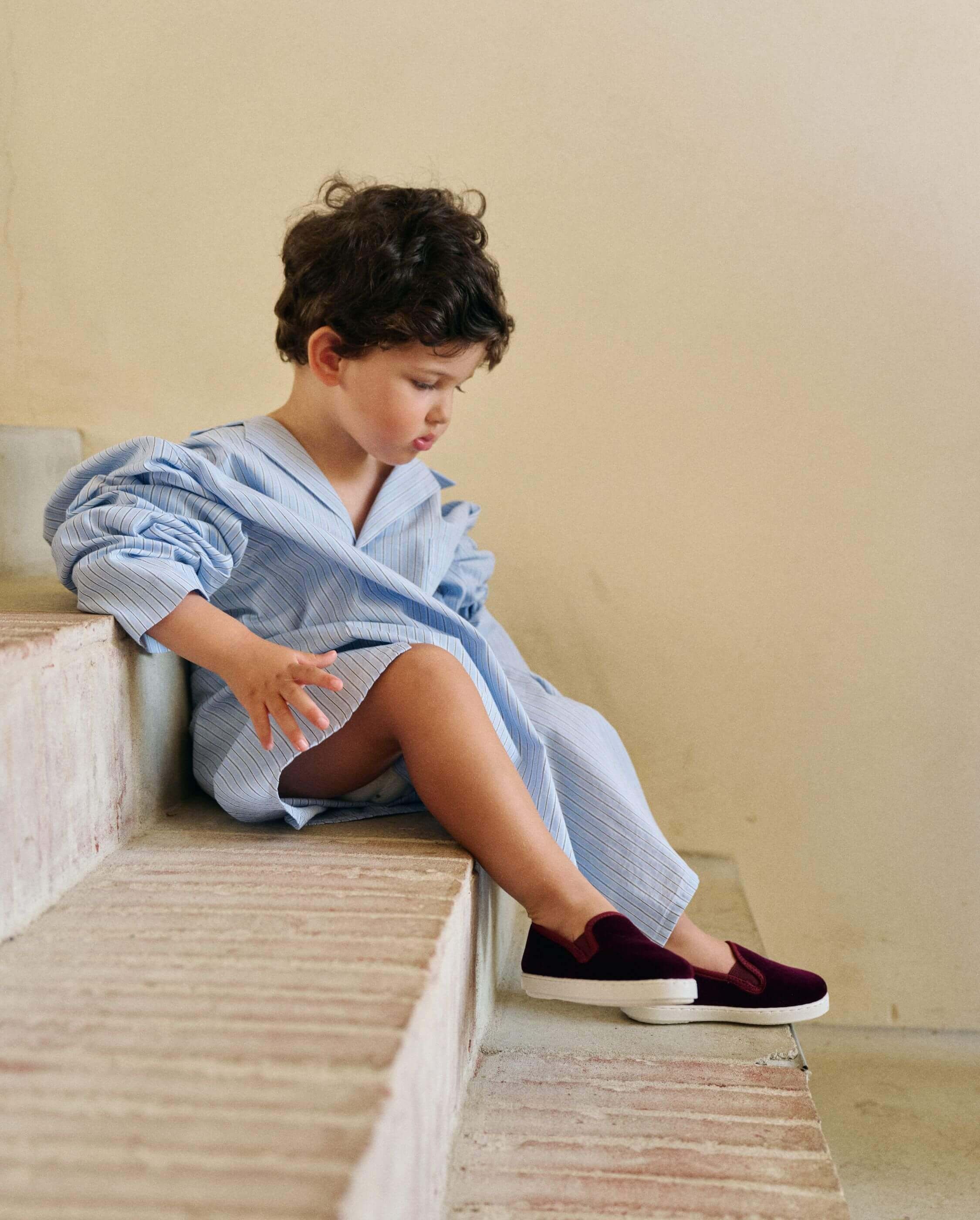 Velvet child slipper, burgundy ANGARDE Red