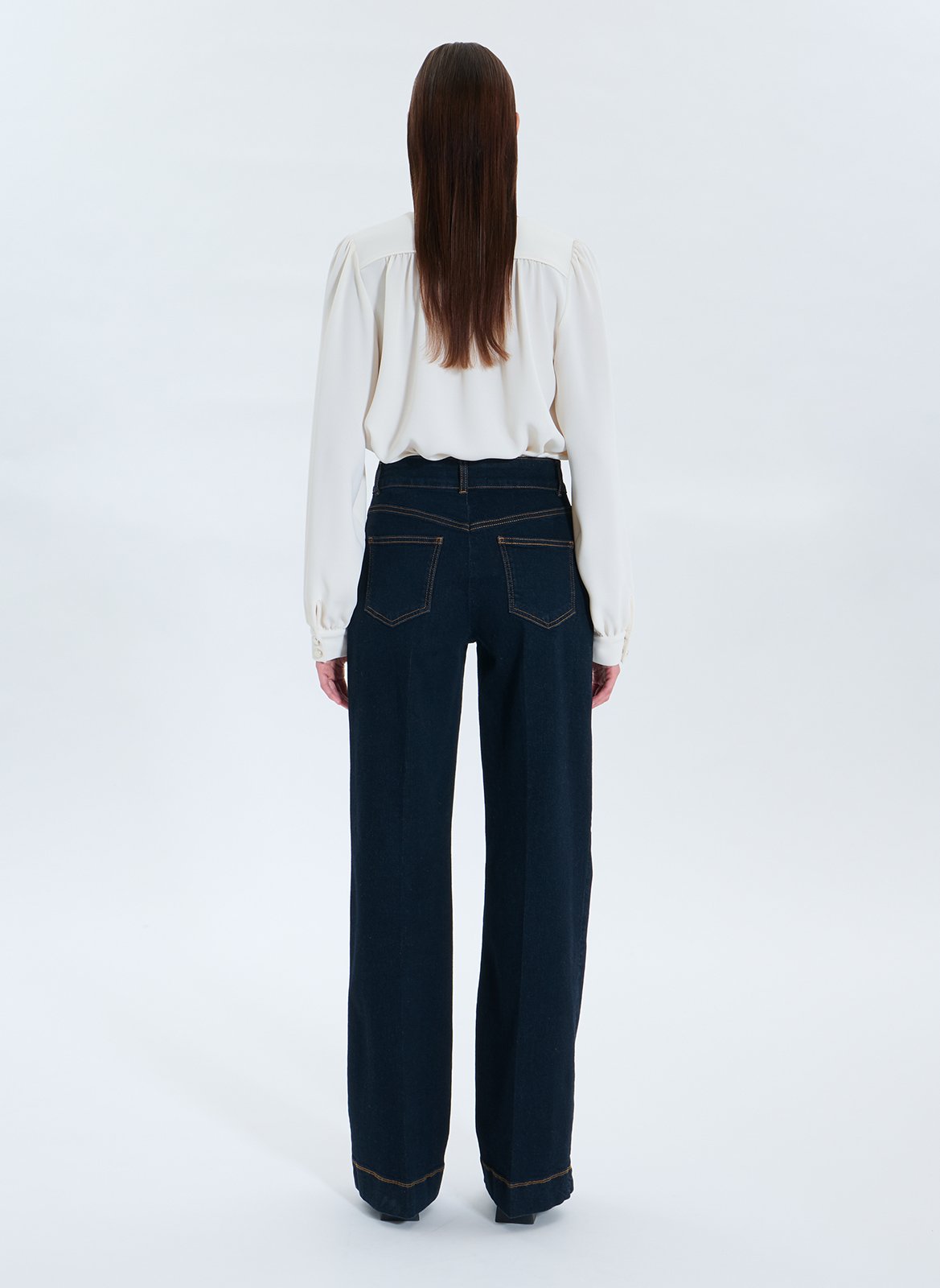 High-rise flared cotton-blend jeans ZAPA Blue