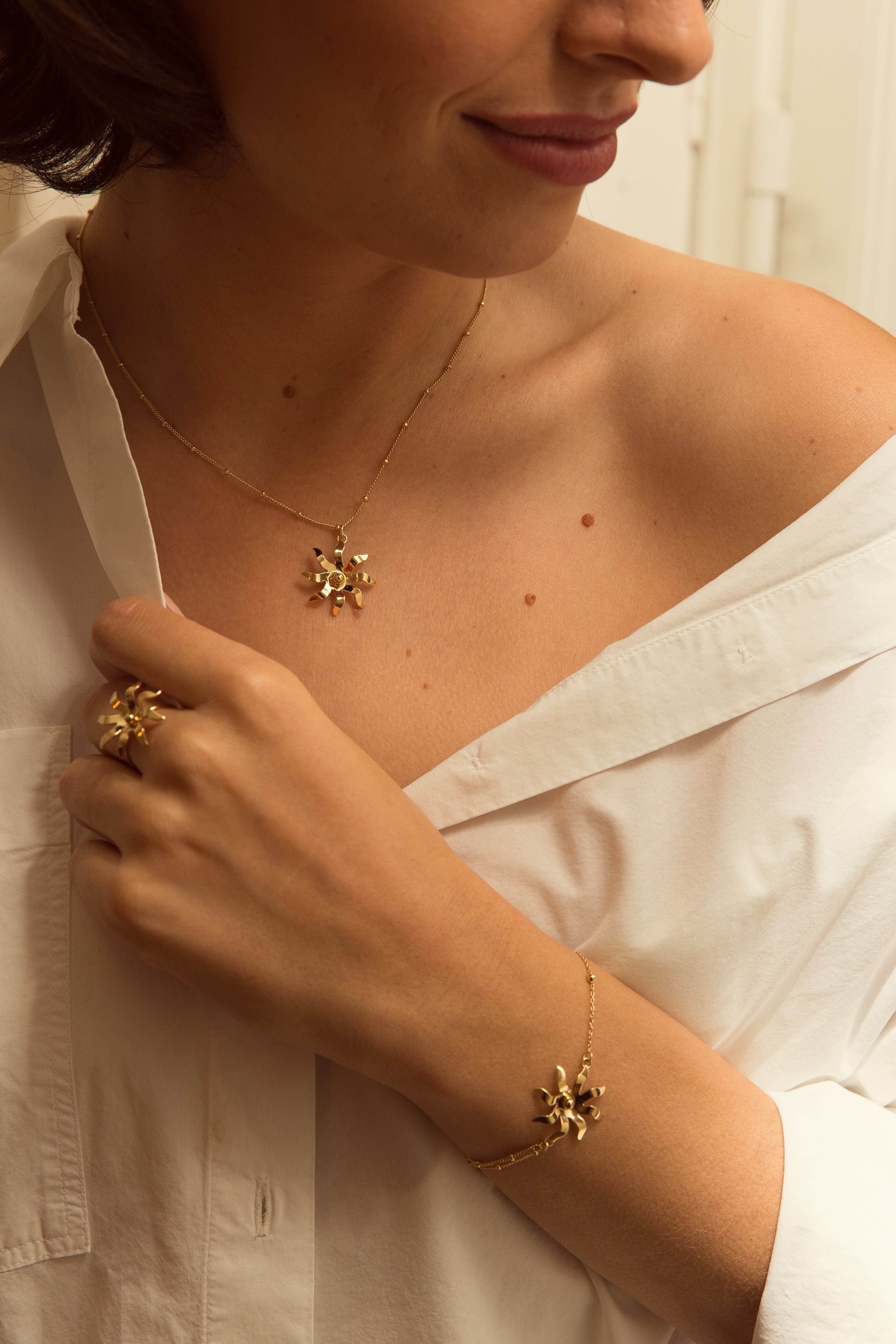 Sun ring silver-plated MONSIEUR SIMONE Golden