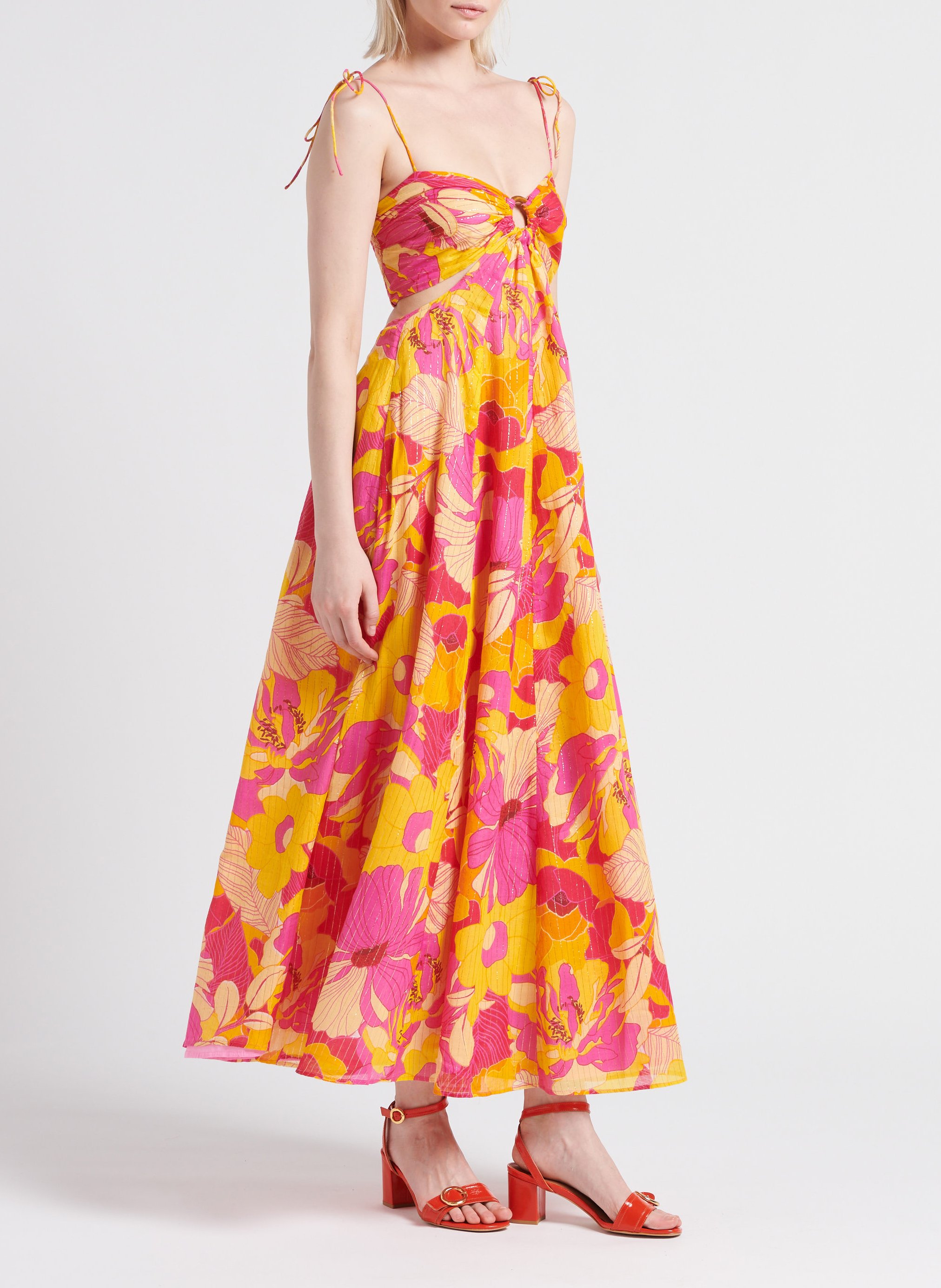 Halflange, katoenen jurk met bloemenprint SUNDRESS Veelkleurig