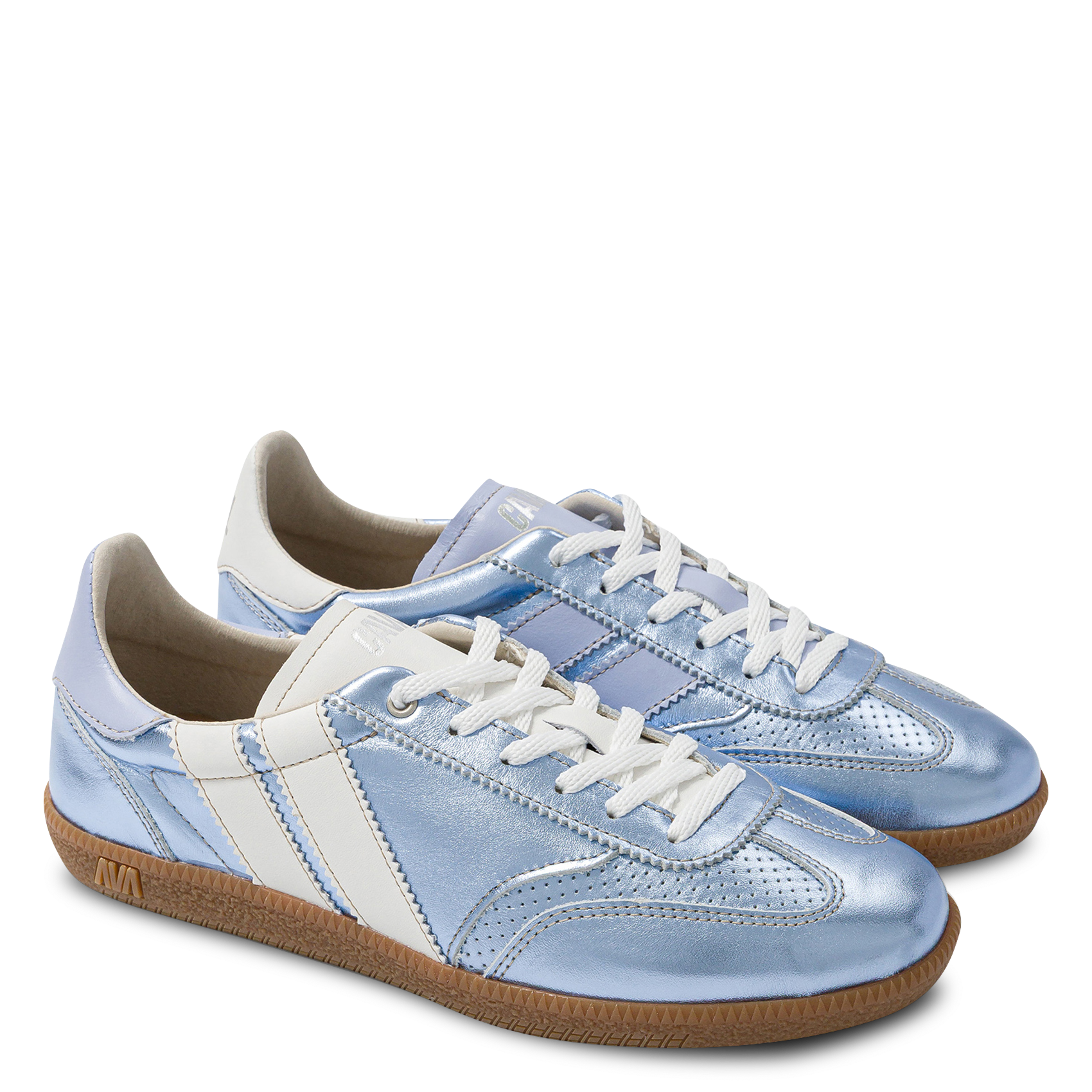 Low metallic leather trainers CAVAL Blue