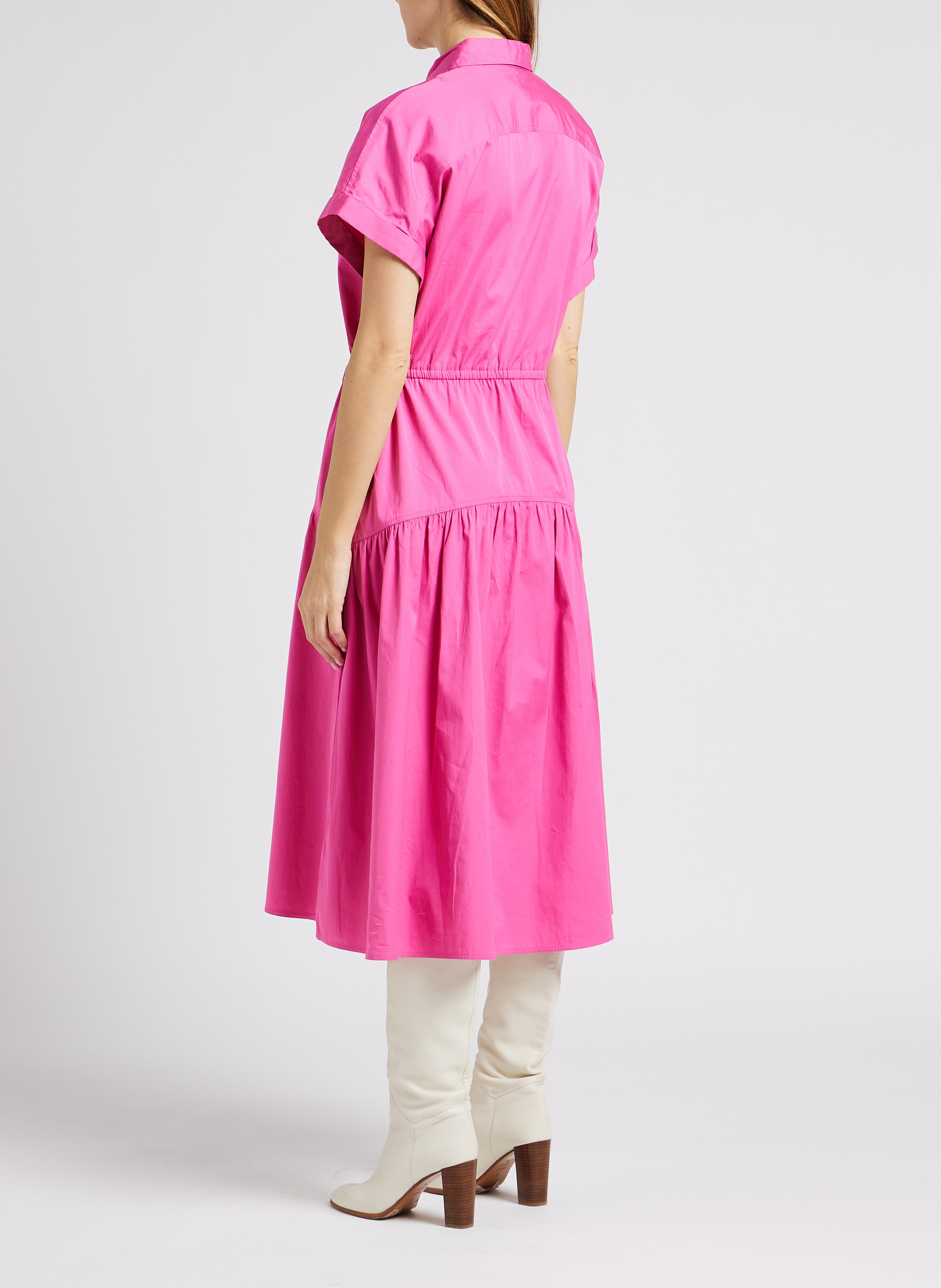 Lange, katoenen jurk met klassieke kraag POLO RALPH LAUREN Roze