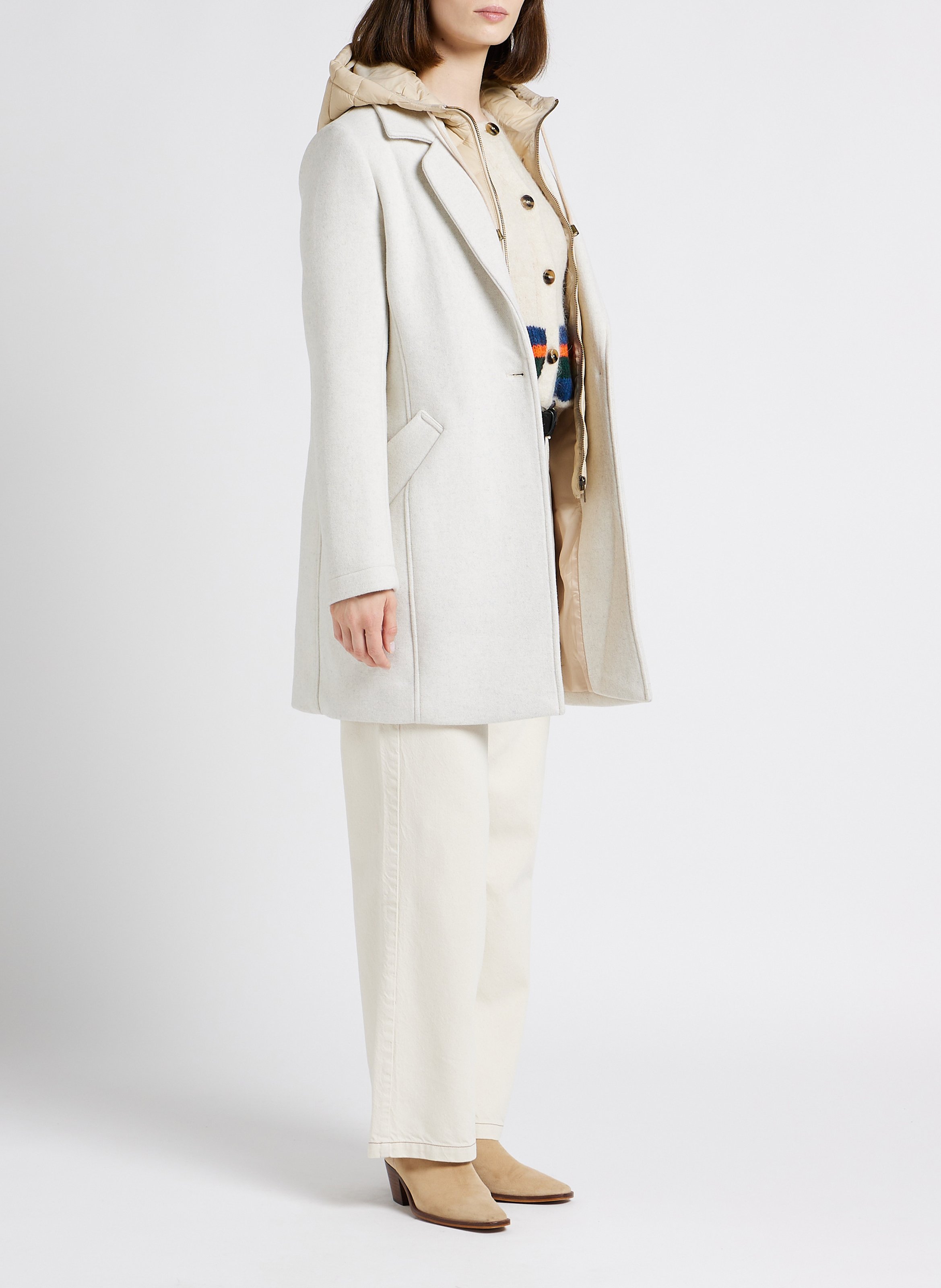 Mantel mit Reverskragen und herausnehmbarer Steppjacke ONE STEP Beige