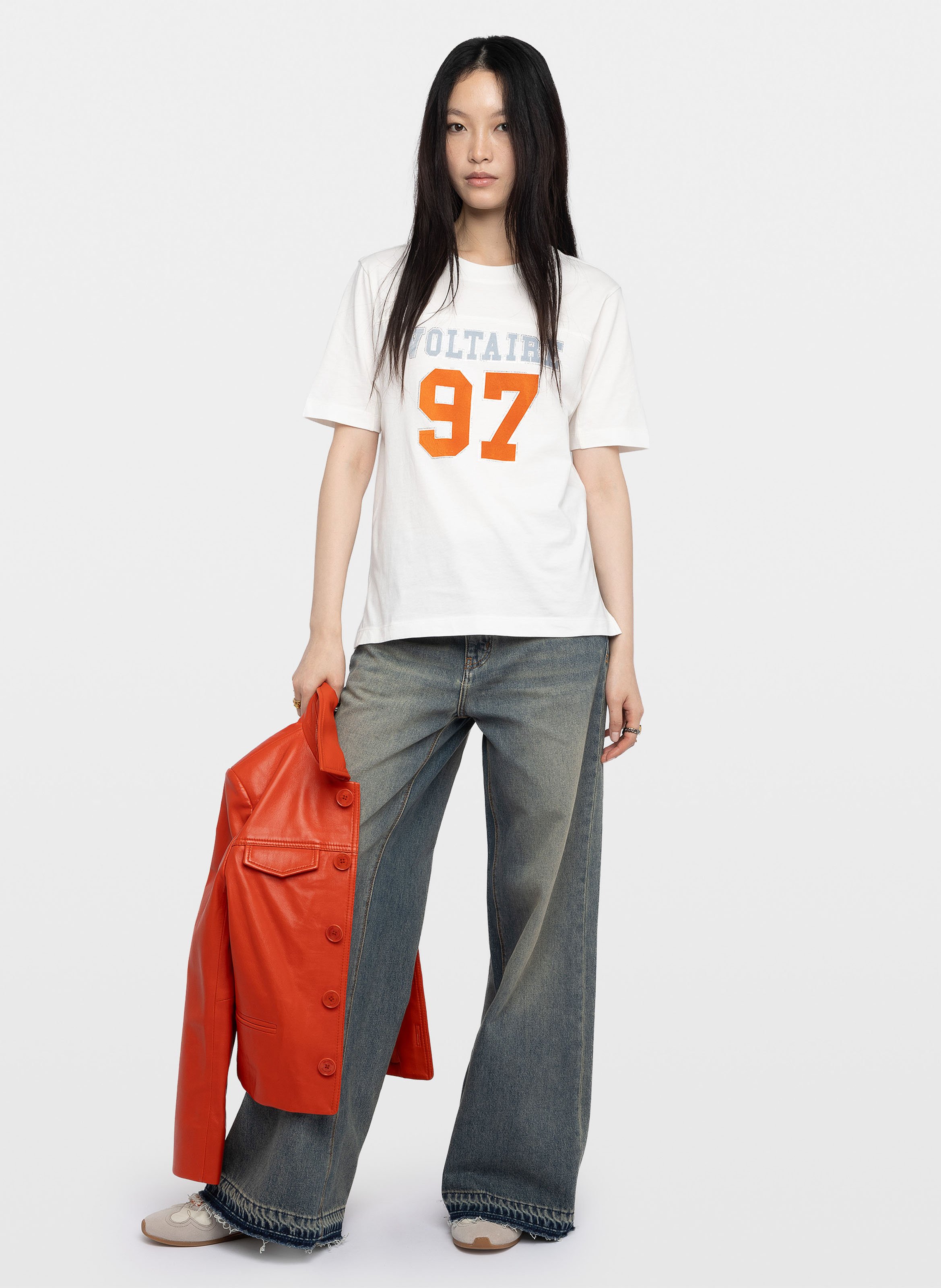 Tee-shirt manches courtes imprimé avec strass ZADIG&VOLTAIRE Blanc