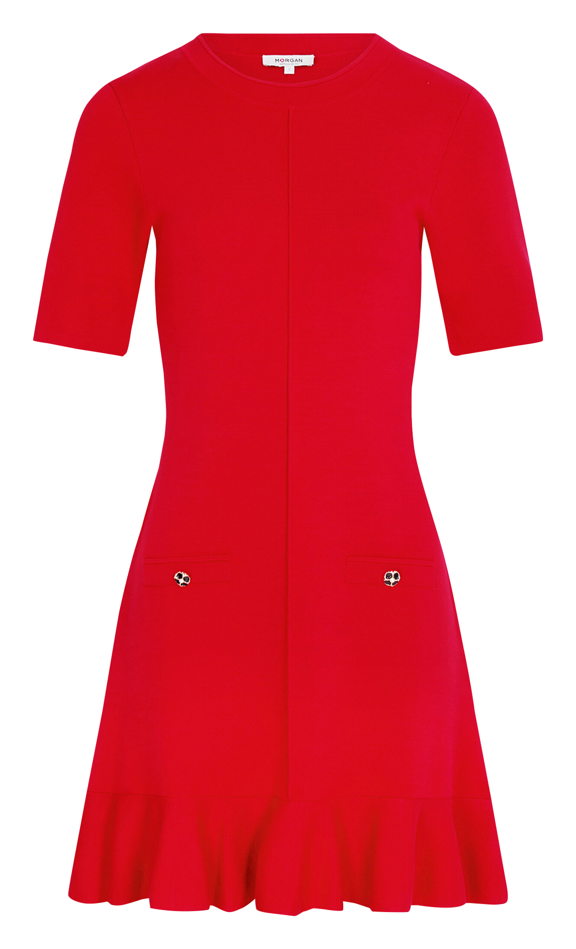 Robe cintrée manches courtes unie MORGAN Rouge