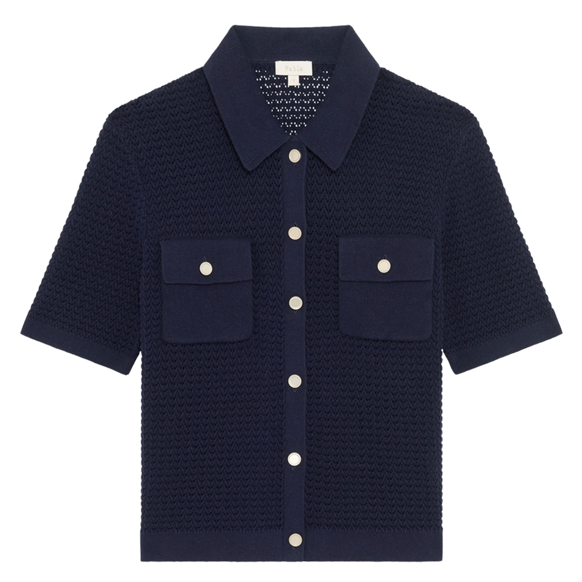 Gilet droit col classique en lin et coton mélangé PABLO Bleu