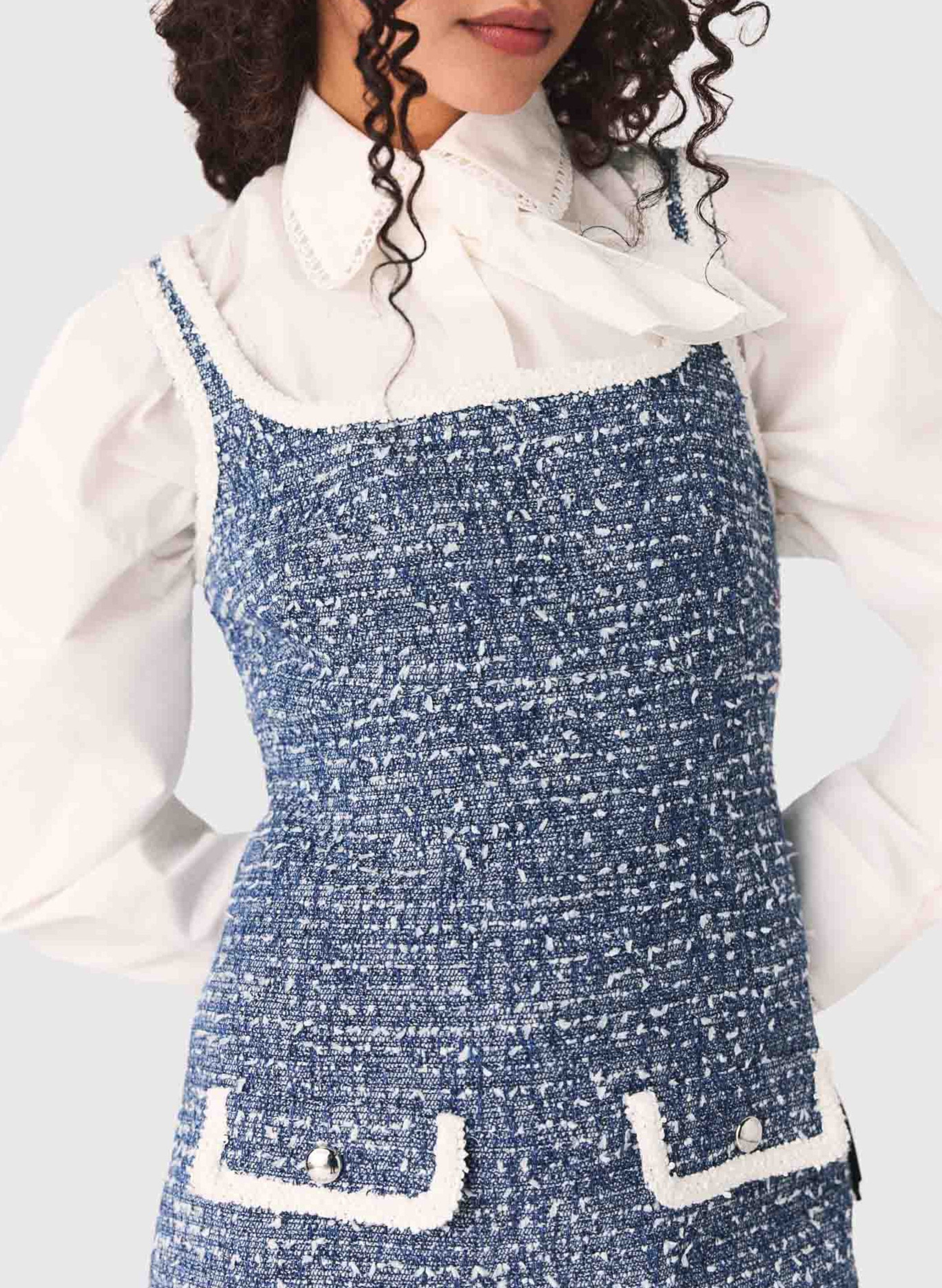 Robe courte ajustée en tweed MAJE Bleu