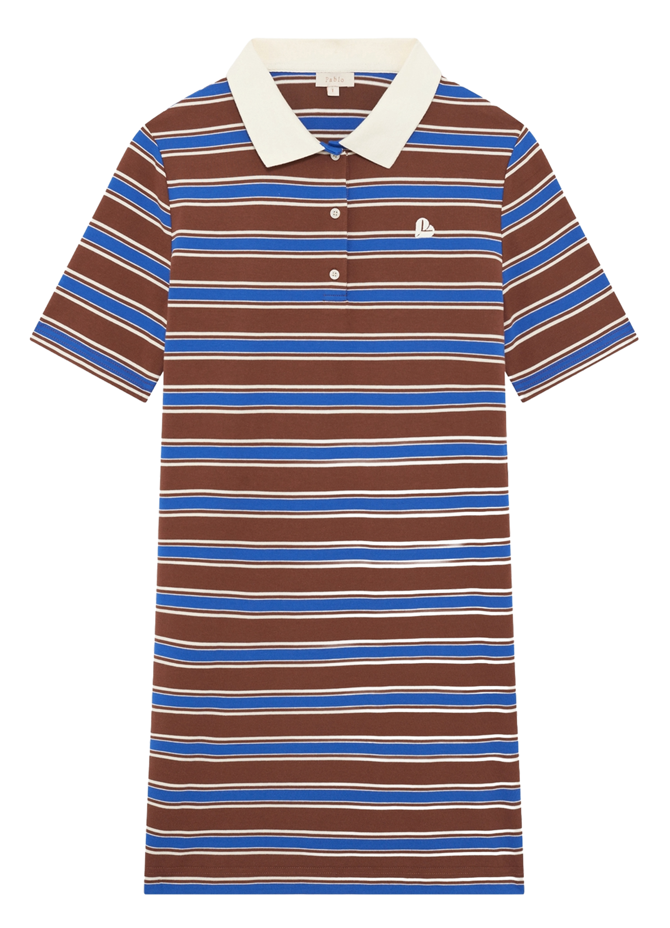 Straight striped cotton blend polo dress PABLO Brown