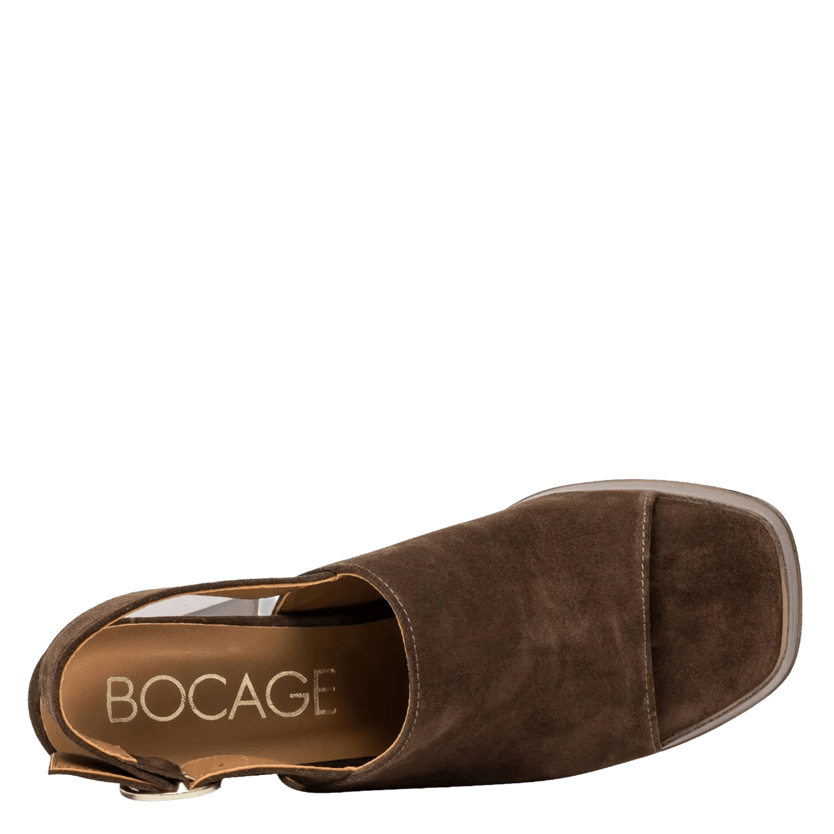 Hoge sandalen met plateauzool van suède leer BOCAGE Bruin