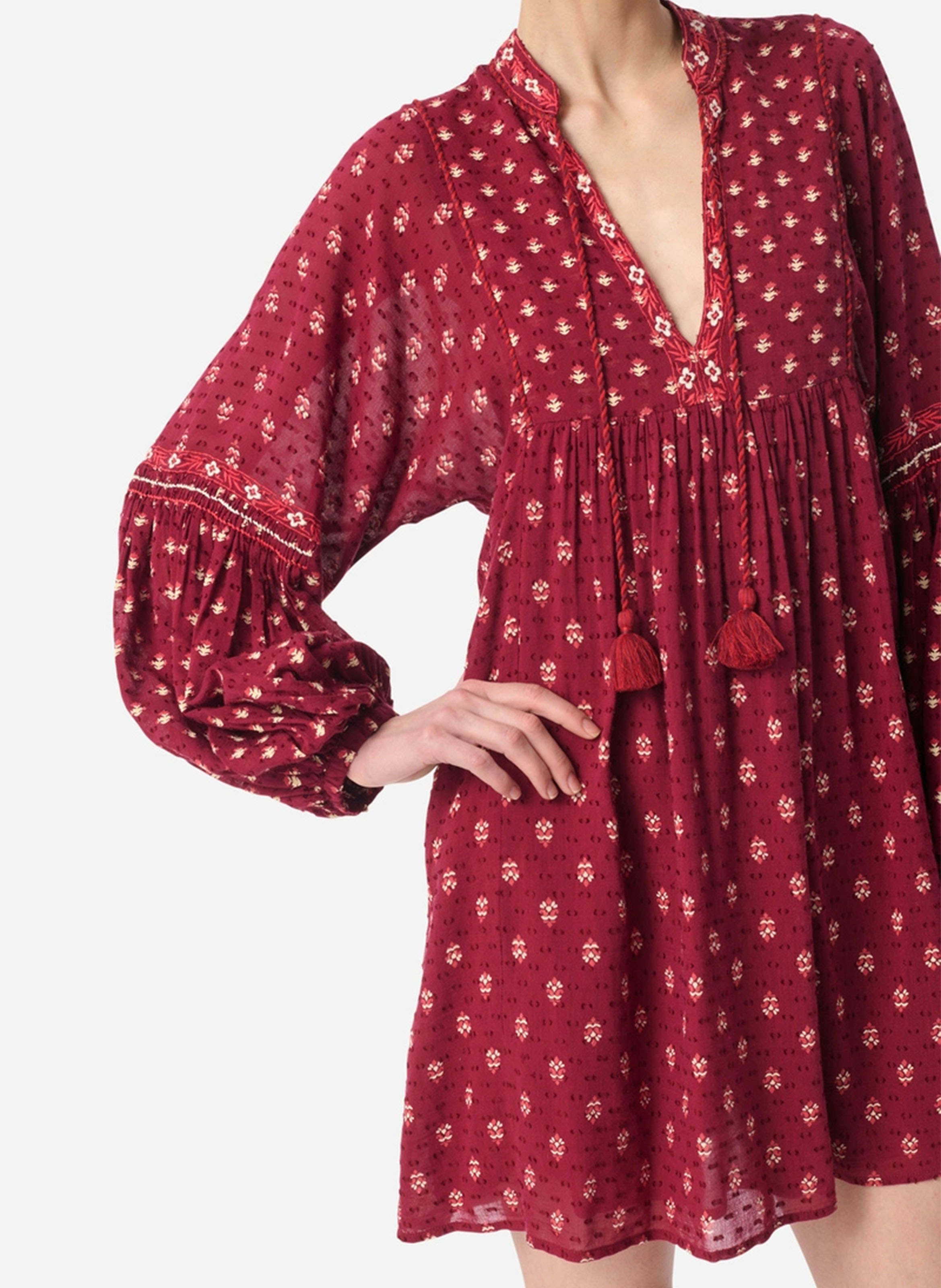 Robe courte col V imprimée VANESSA BRUNO Rouge